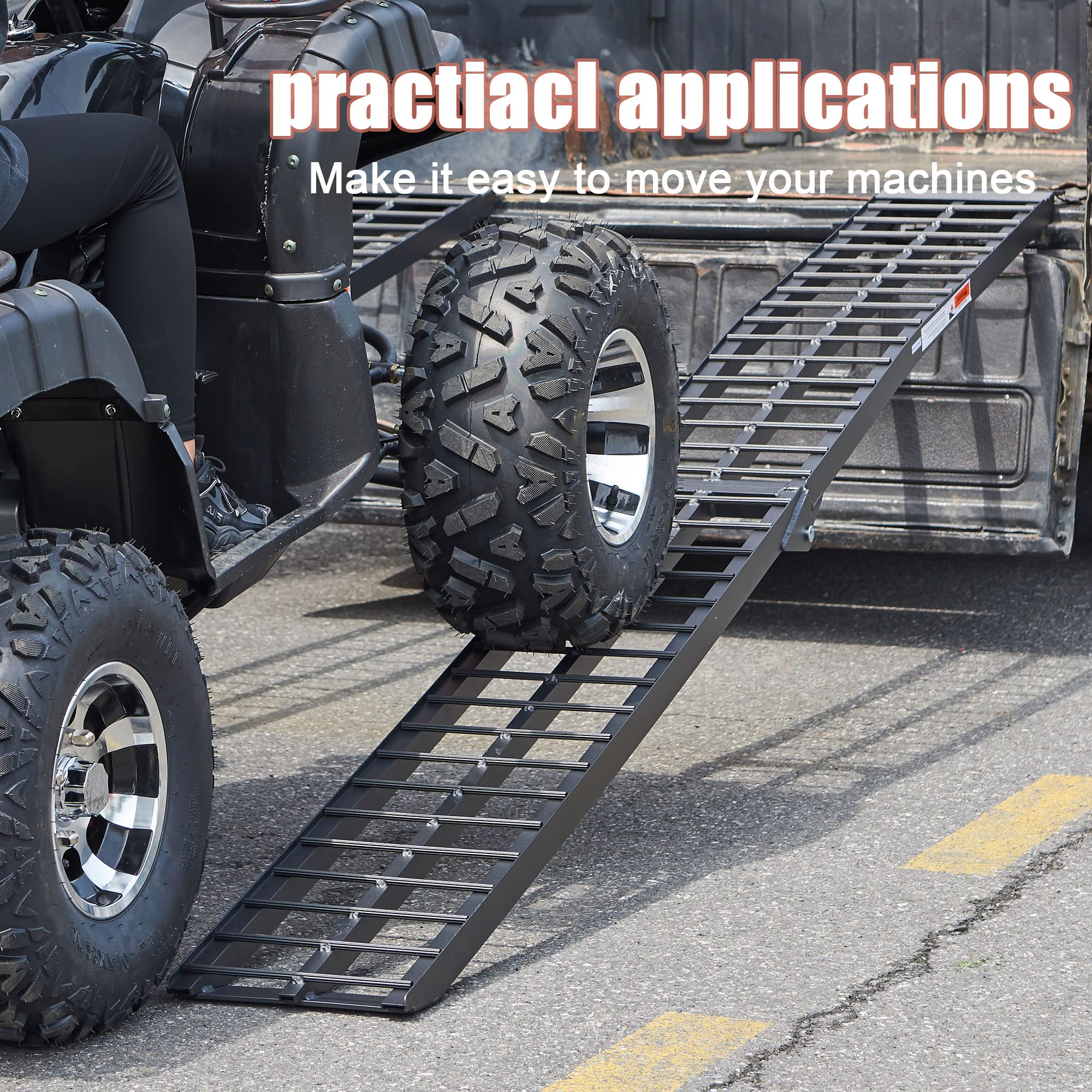 LEMNISCATE 10FT Aluminum Folding Motorcycle Ramps for Pickup Trucks - Heavy Duty 600 lbs Capacity Dirt Bike Ramp for ATV, Lawn Mower, Golf Cart Loading (120