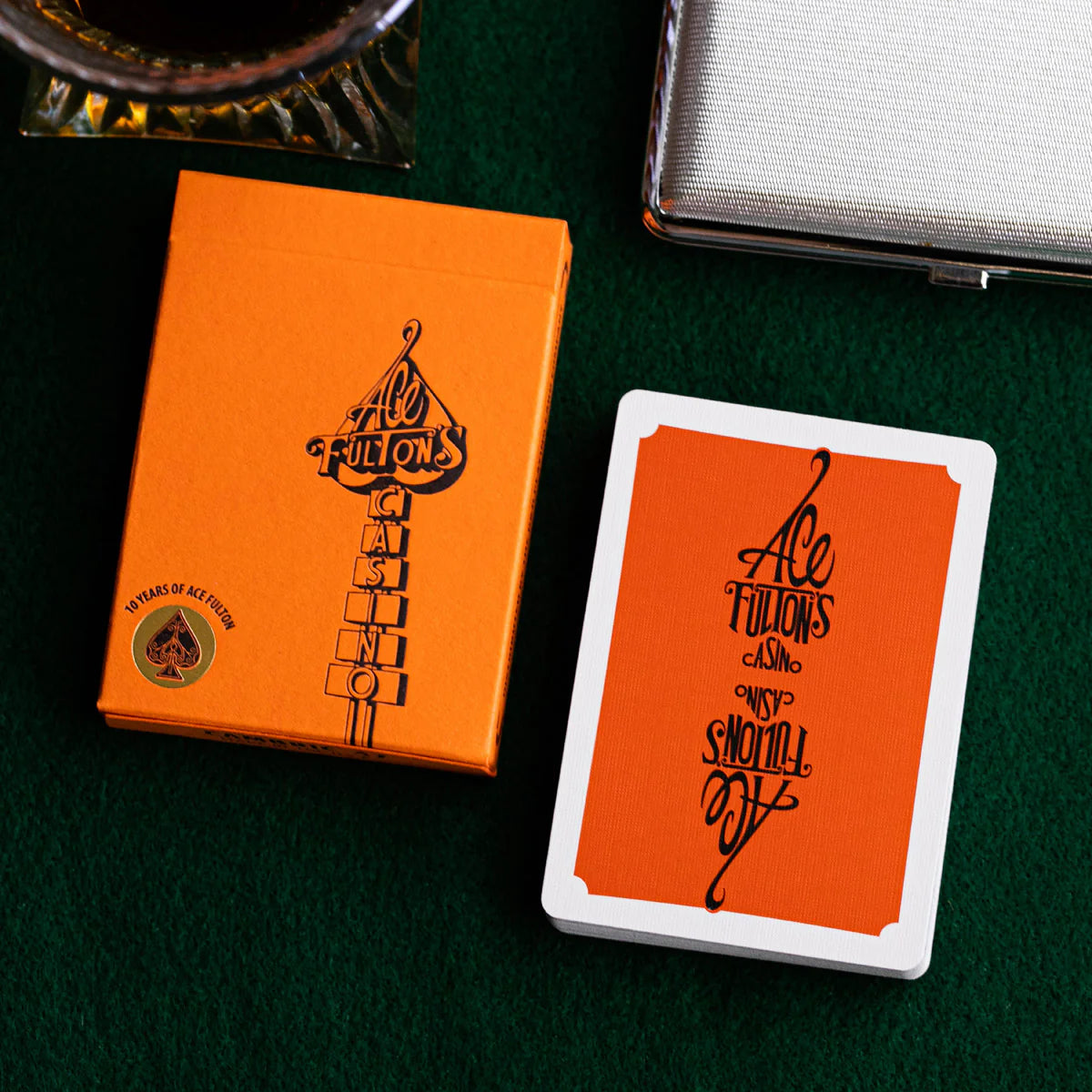 Ace Fulton's 10 Year Anniversary Edition Orange Playing Cards - Premium Collectible Deck for Card Games, Magic Tricks & Poker Nights