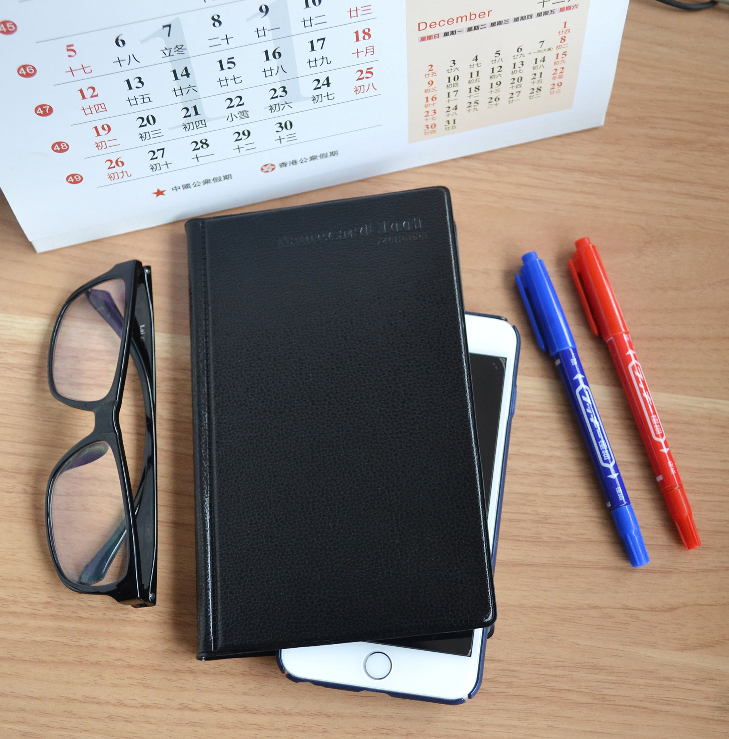 Premium SAMYO Business Card Holder Organizer - Holds 240 Professional Name Cards, Office Journal Accessory for Networking & Business Meetings (Black) - Perfect for Corporate Gifts, Trade Shows & Executive Desk Organization