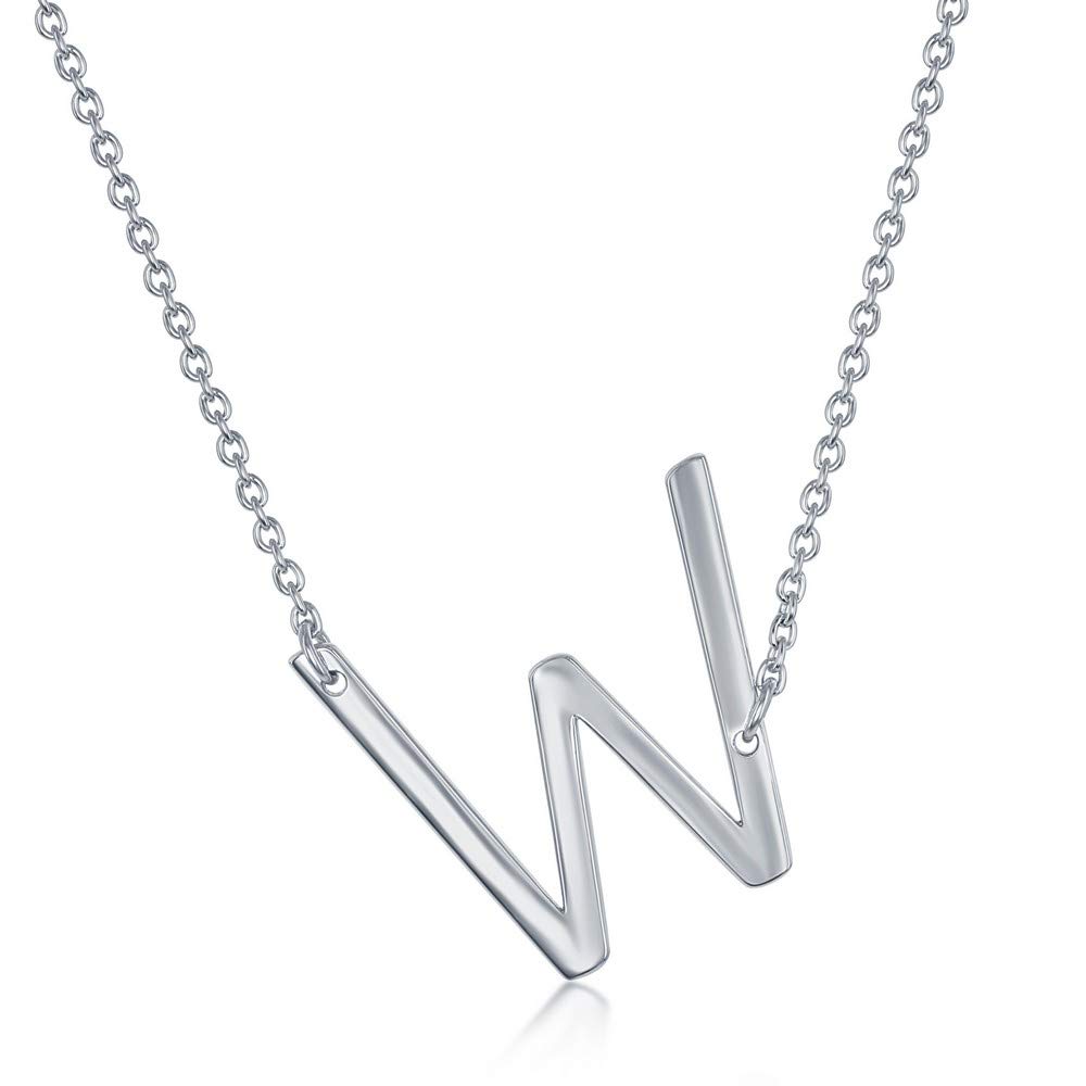 Sterling Silver Sideways Initial Necklace for Women - Personalized Letter Pendant Jewelry - Dainty A-Z Monogram Necklace - Gift for Her - Perfect for Birthdays, Anniversaries & Everyday Elegance
