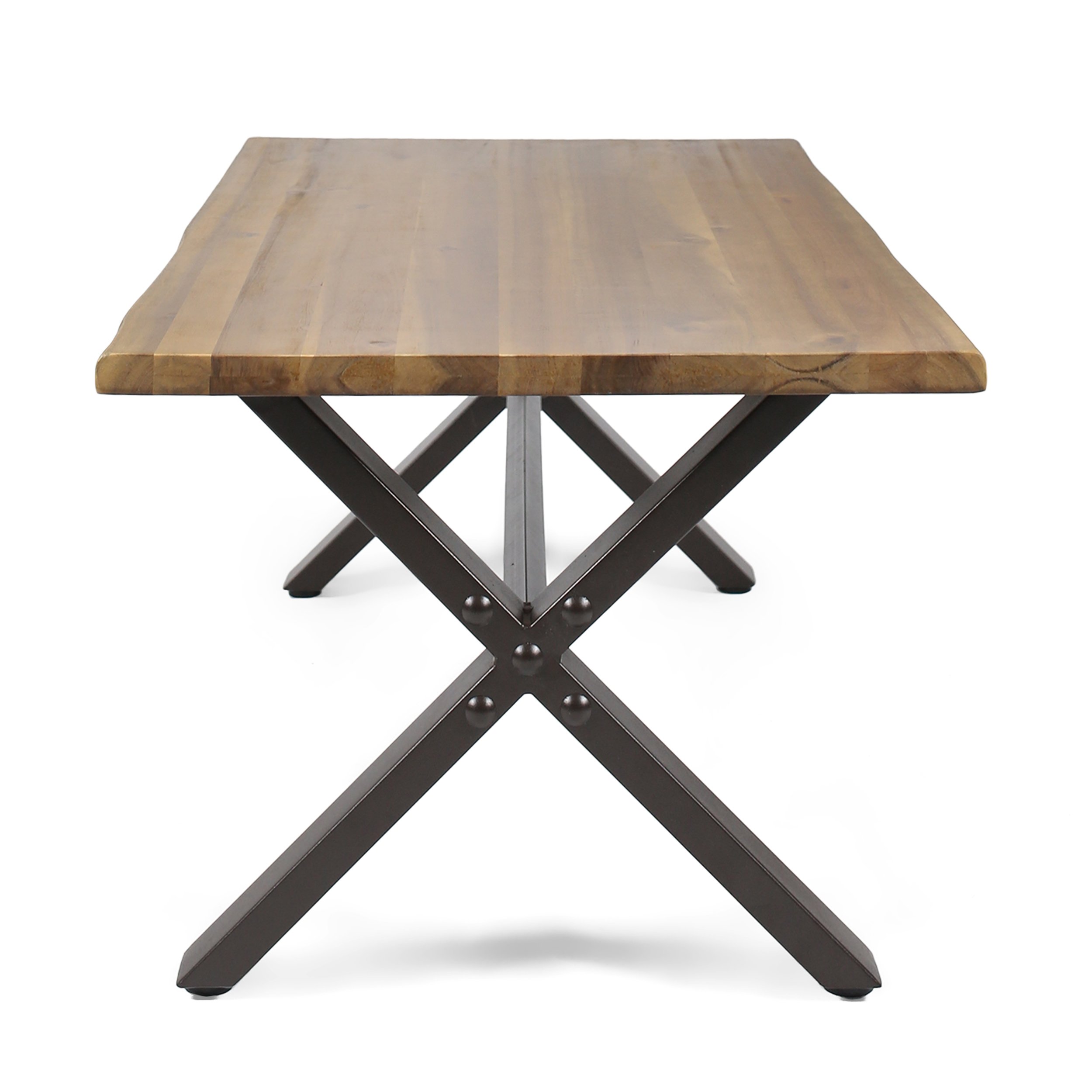 Christopher Knight Home Sanibel Outdoor Acacia Wood Coffee Table - Teak Finish, Rustic Metal Base in Black & Brown - Perfect for Patio, Deck, Garden or Poolside Furniture