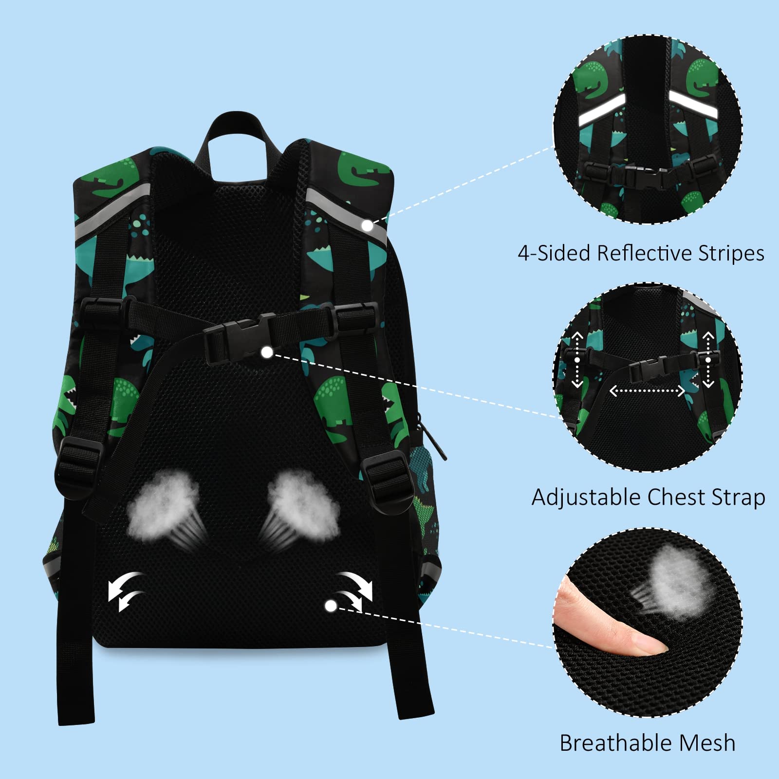 **Personalized Dinosaur Kids Backpack with Name - Adjustable Shoulder Straps for Boys & Girls - Cute Preschool & School Backpack for Daycare, Travel & Outdoor Adventures**