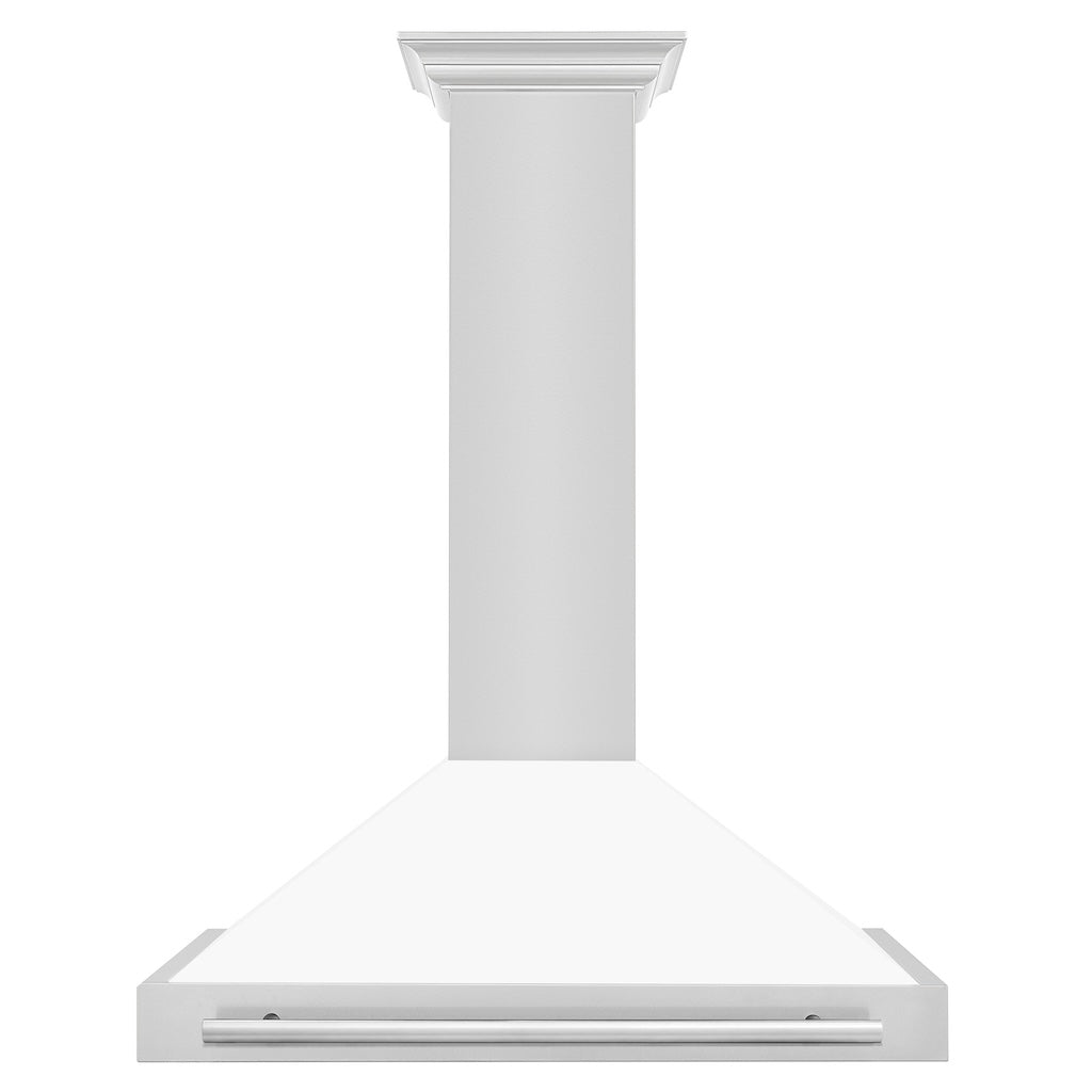 ZLINE KB4STX WM Convertible Stainless Steel Range Hood - White Matte Shell with Stainless Steel Handle | Professional Kitchen Ventilation for Home Cooking & Baking