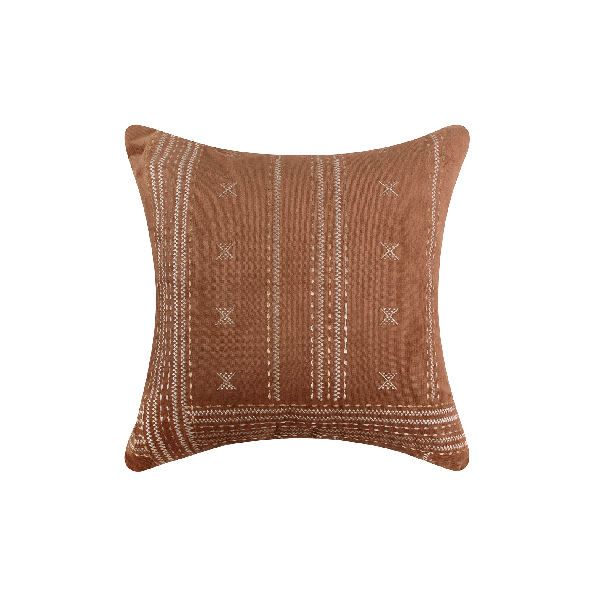Rust Embroidered Decorative Throw Pillow Covers - Western Boho Home Decor for Living Room, Bedroom, and Couch