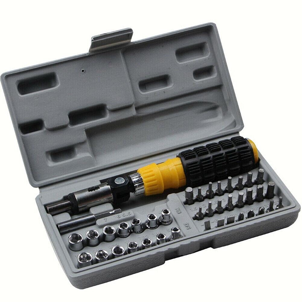 41-Piece Multifunctional Screwdriver Bit Set with Wrench - Professional Mechanic Tool Kit for Home Repair, DIY Projects & Car Maintenance | Includes Storage Box & Organizer