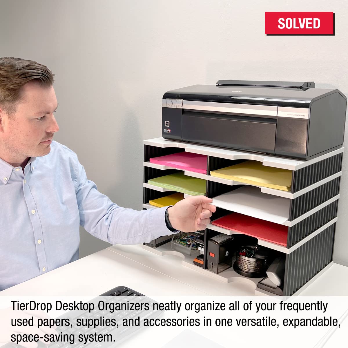 Ultimate Office Desktop Organizer - 6-Tier Letter Tray Sorter with Storage Base for Easy Access | Desk Organizer with Optional File Topper & Drawers | Perfect for Home Office, School, and Workspace Organization