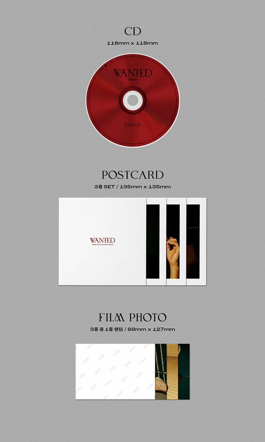 CNBLUE WANTED 9th Mini Album (DEAD + ALIVE) 2 Version Set - 2 CDs + 2 Photo Books (80p Each) + 2 Post Card Sets (3pcs Each) + 2 Film Photos + 4 Selfie Photo Cards - Perfect for K-Pop Collectors and CNBLUE Fans