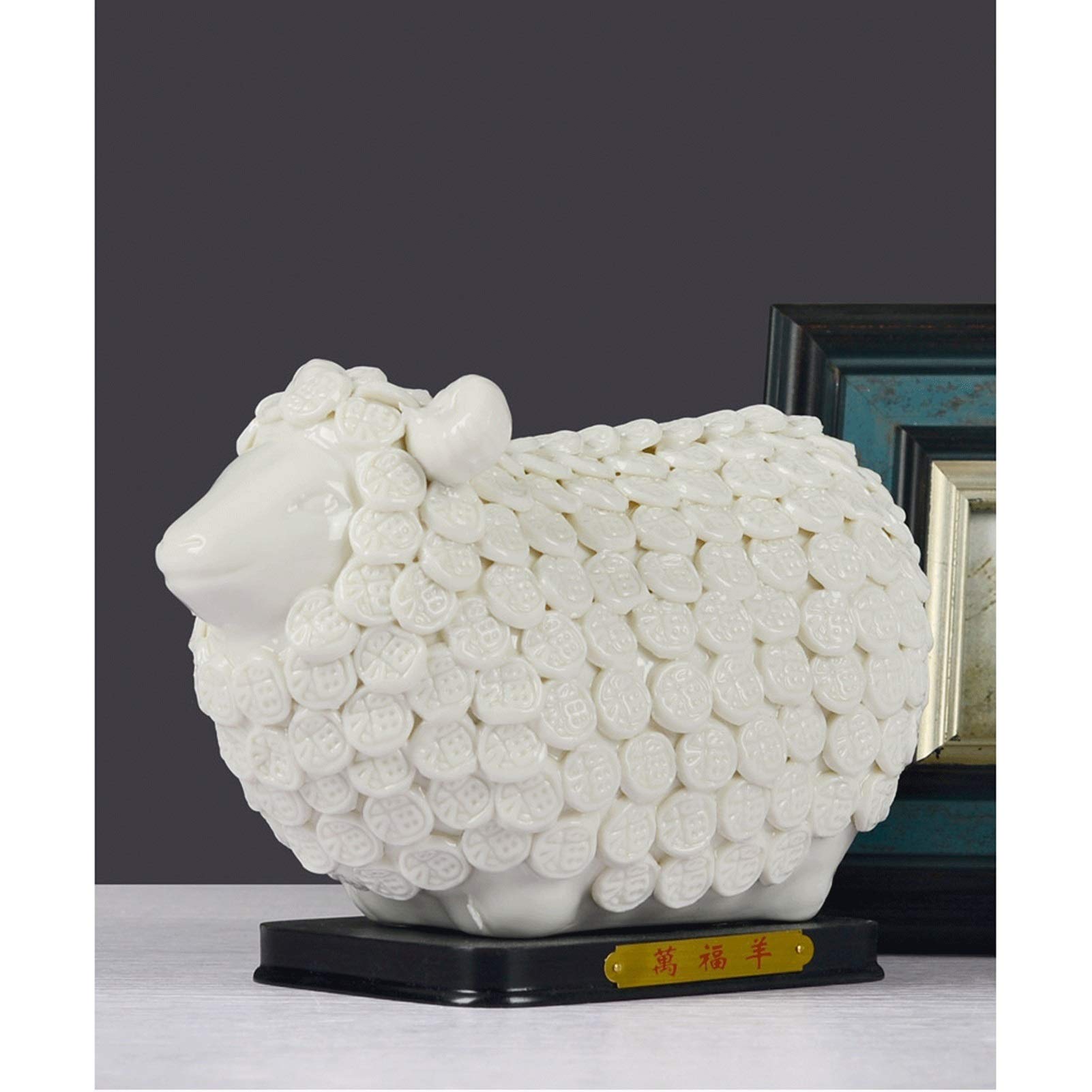 Feng Shui Money Sheep Statue - White Ceramic Goat Wealth Figurine, Chinese Zodiac Animal Ornament for Home Office Desk Decor, Gift Collection & Prosperity Display | Perfect for Wealth Attraction, Home Decor & Feng Shui Enhancement