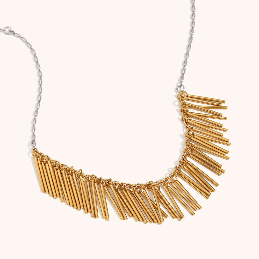 Elegant Gold and Silver Statement Tassel Chain Necklace | Fashion Jewelry for Women | Perfect for Parties, Weddings & Date Nights | N3317