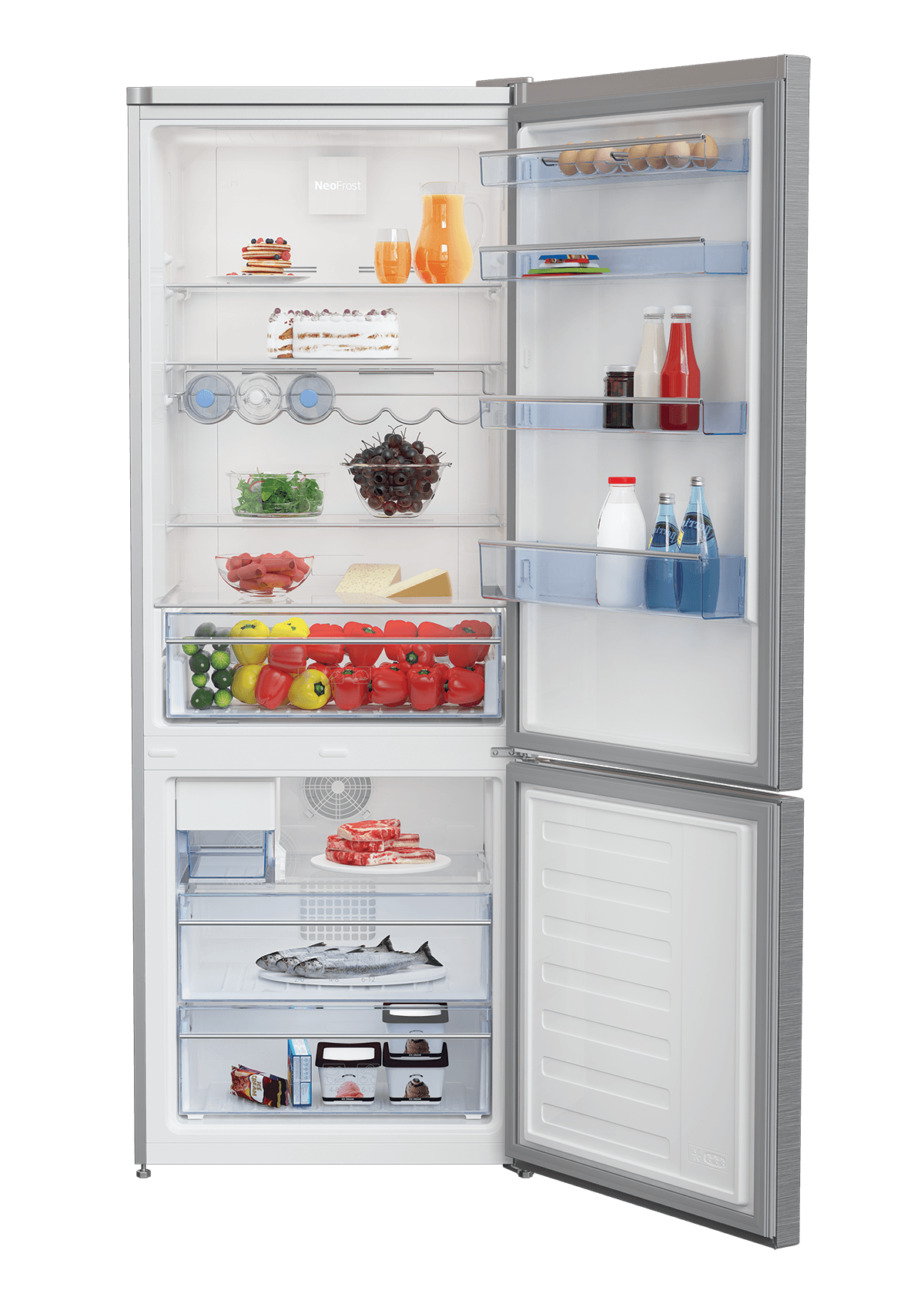 Beko BFBF2715SSIM 27 Inch Stainless Steel Bottom Freezer Refrigerator with Automatic Ice Maker - Perfect for Kitchens, Restaurants, and Home Bars