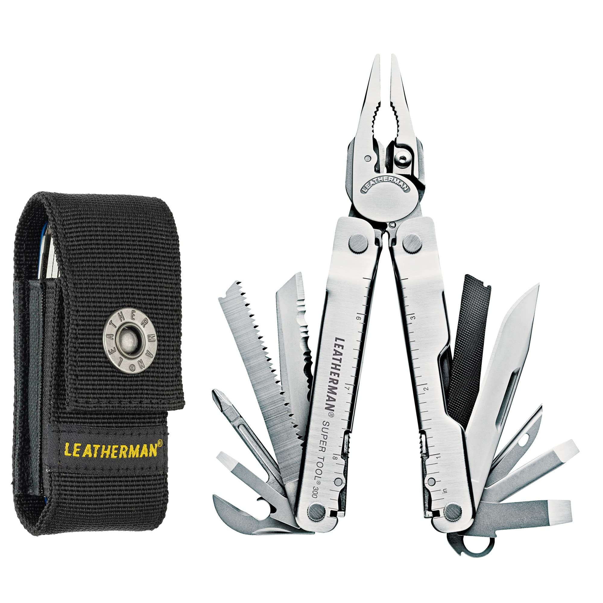 LEATHERMAN Super Tool 300 Multitool - 19-in-1 Stainless Steel Multi-Tool with Replaceable Wire Cutters, Saw, Pliers & Nylon Sheath | Perfect for Camping, Hiking, Emergency Repairs & Outdoor Adventures