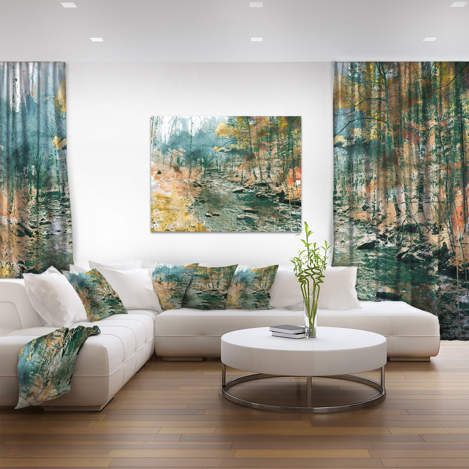 Rocky River Landscape Painting - Premium Canvas Art Print for Home & Office Decor - Perfect for Living Room, Bedroom, or Office Wall Art