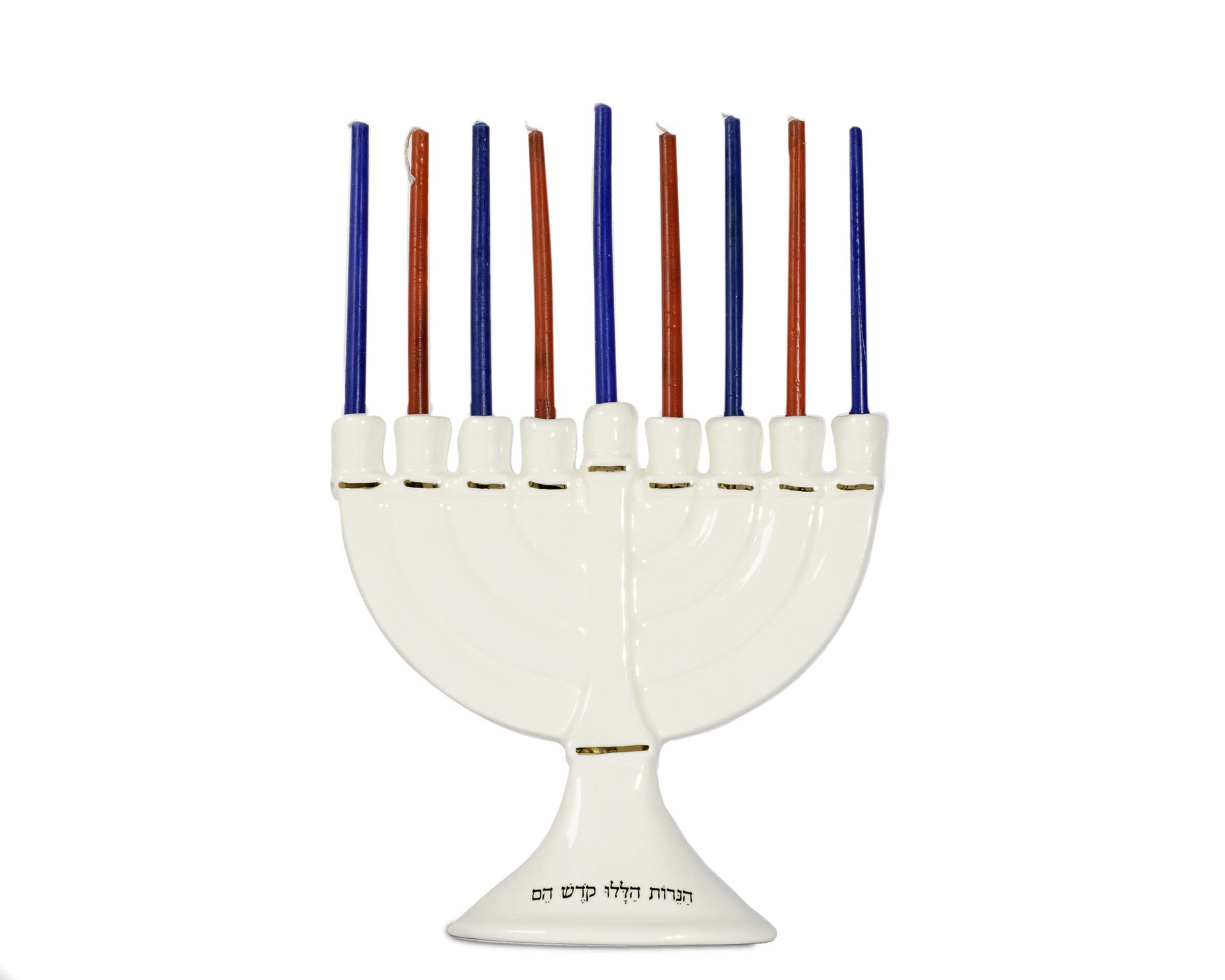 Ceramic Hanukkah Menorah with Blessing - Elegant Chanukah Candle Holder for Hanukkah Candles, Jewish Holiday Decor & Hanukkah Gift - Perfect for Home, Synagogue, or Holiday Celebrations