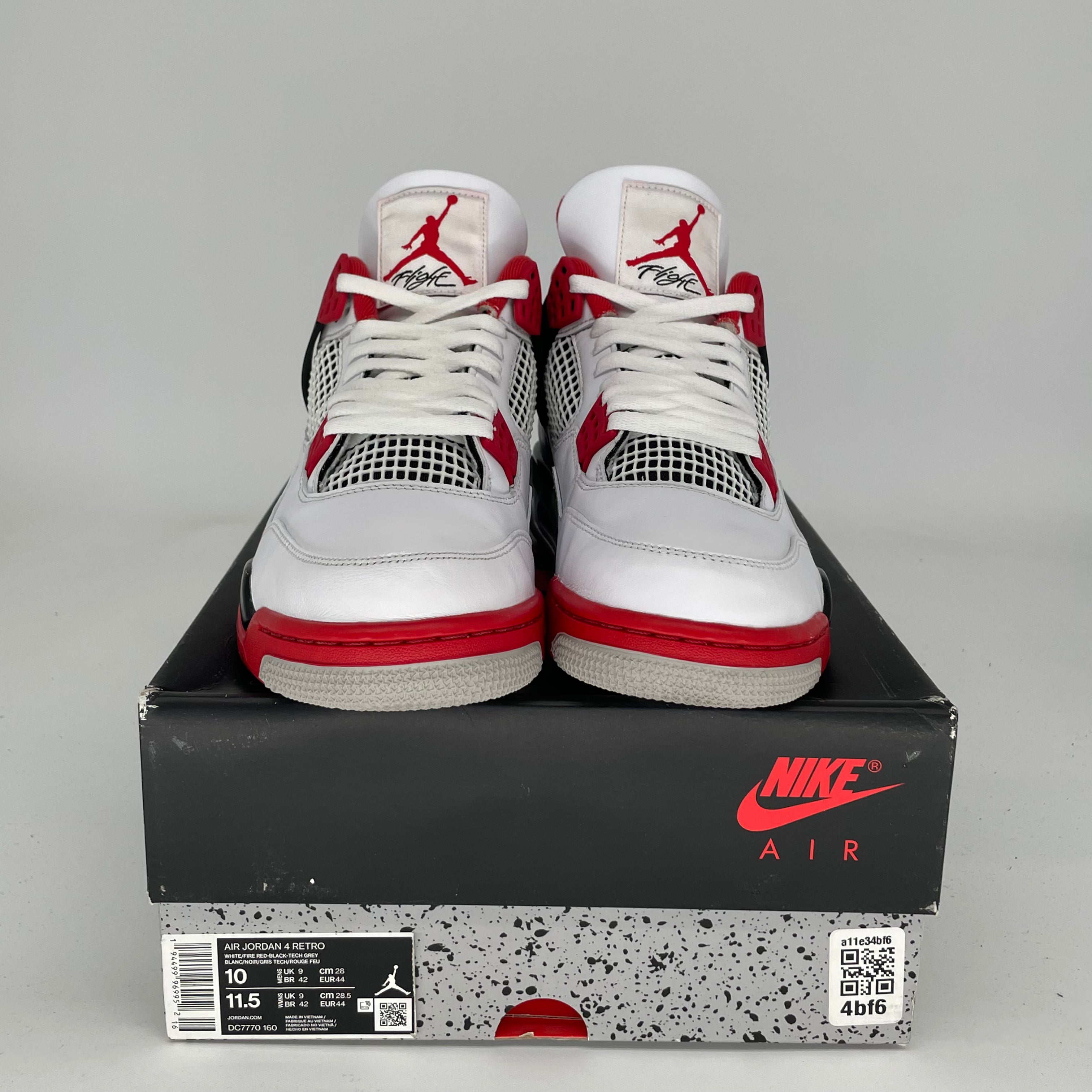 Air Jordan 4 Retro 'Fire Red' Men's Basketball Shoes - Size 10 (DC7770-160) - Authentic Sneakers for Sports, Streetwear & Casual Outfits