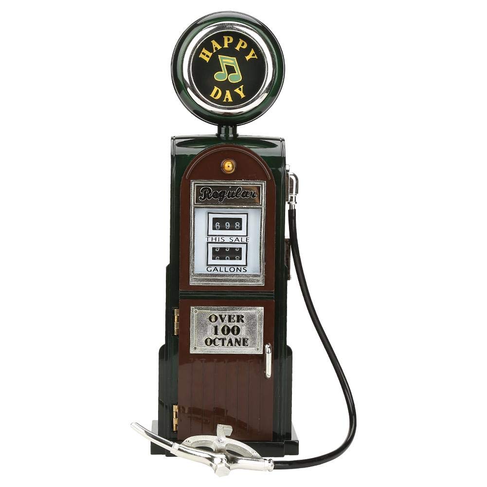 Vintage Classic Gas Pump Music Box - Wooden Storage Music Box for Adults, Unique Office Decor Gift for Coworkers & Music Lovers - Perfect for Birthday, Anniversary, Christmas & Home/Office Decoration