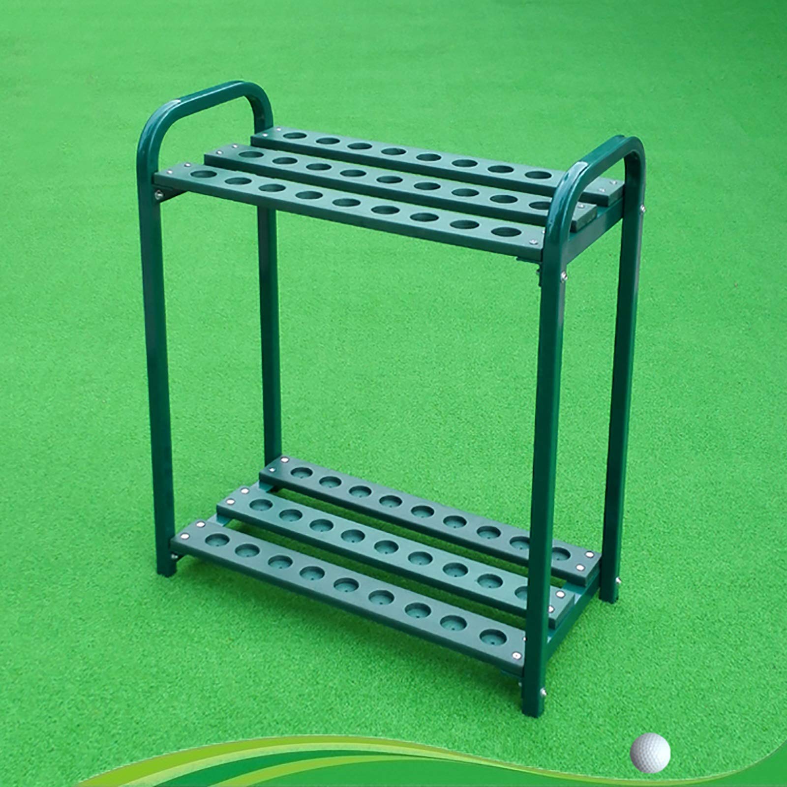 27-Hole Metal Golf Club Organizer Stand Rack | Durable Outdoor Golf Club Storage Holder in Green | Perfect for Golf Driving Range & Home Practice