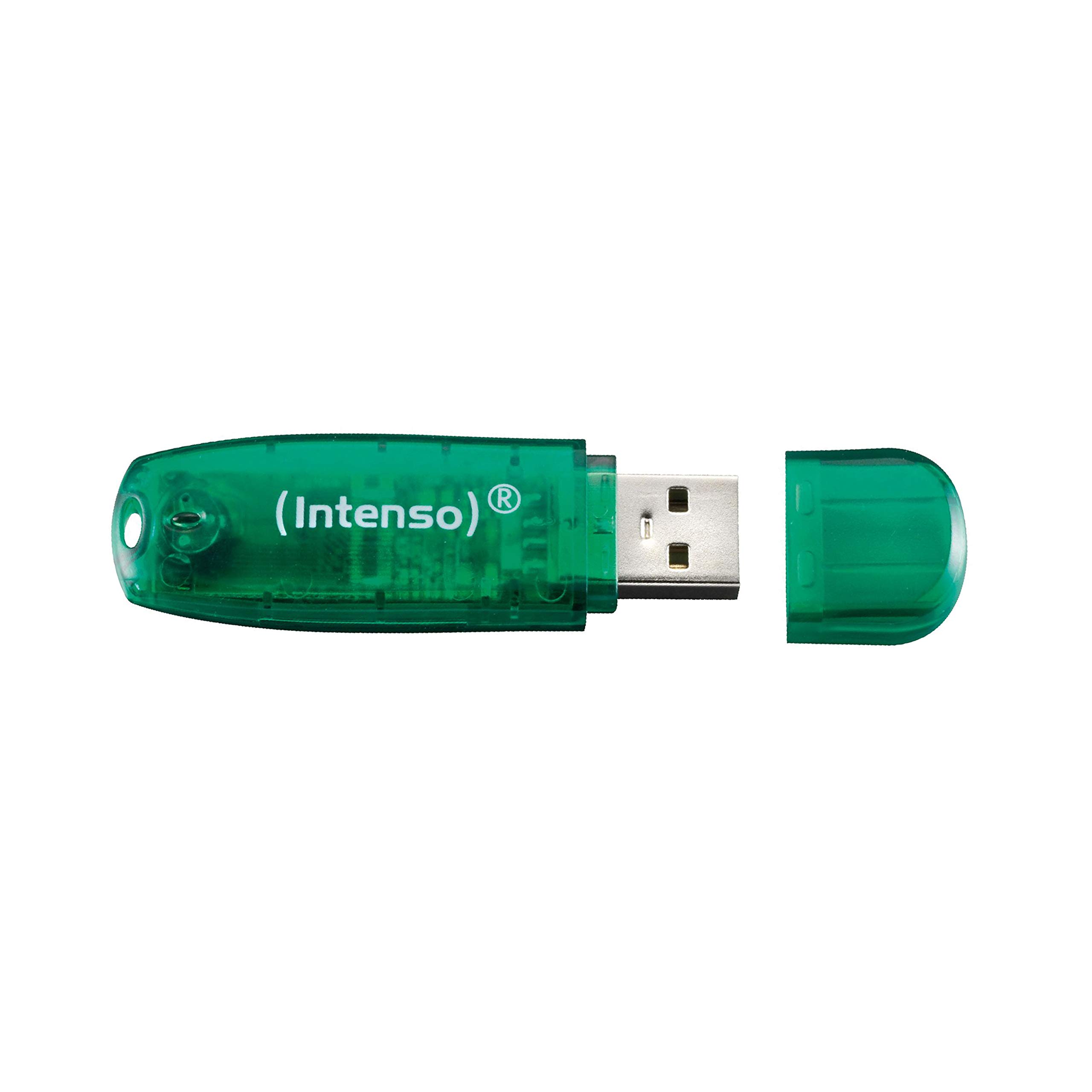 Intenso 8GB USB 2.0 Flash Drive - Rainbow Transparent Green Memory Stick for Data Storage, File Transfer - Perfect for School, Office, Travel & Backup