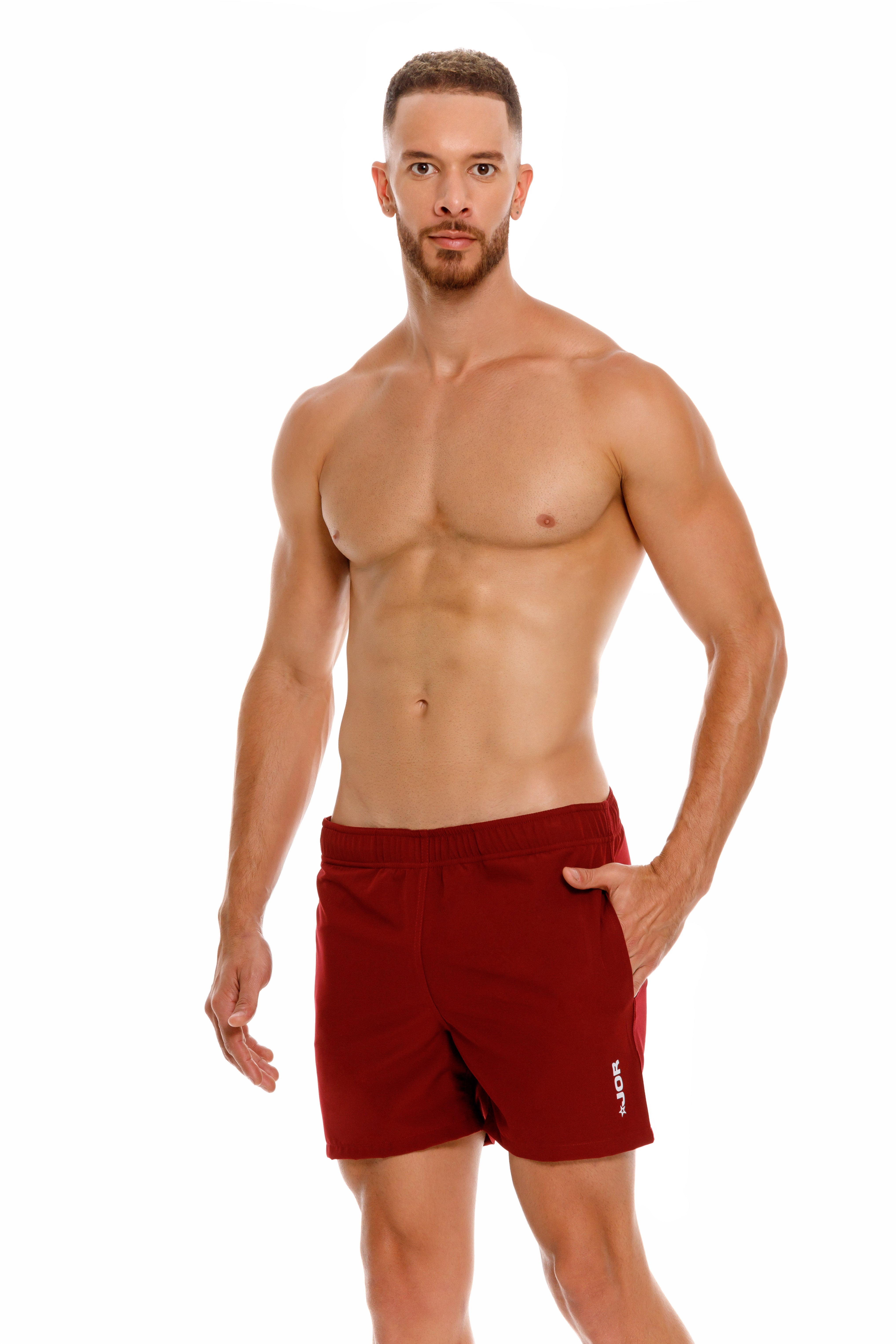 JOR Brixton 4 Men's Swim Shorts - Quick Dry Swim Trunks with Liner - Wine Red - Perfect for Beach, Pool & Water Sports