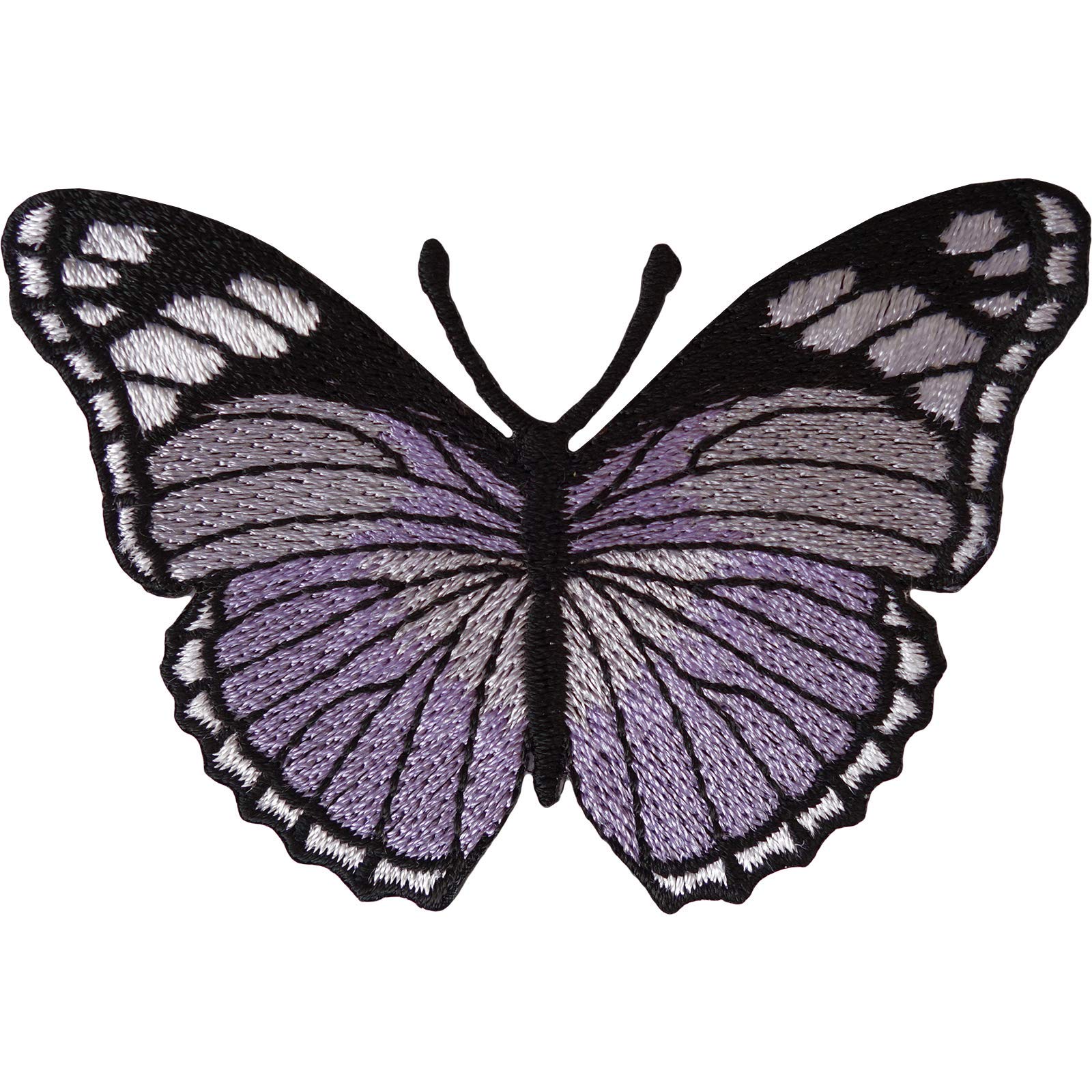 Purple Lavender Butterfly Iron-On Embroidered Patch for Dresses, Skirts & Shirts - DIY Sew On Badge for Clothing, Jackets & Bags