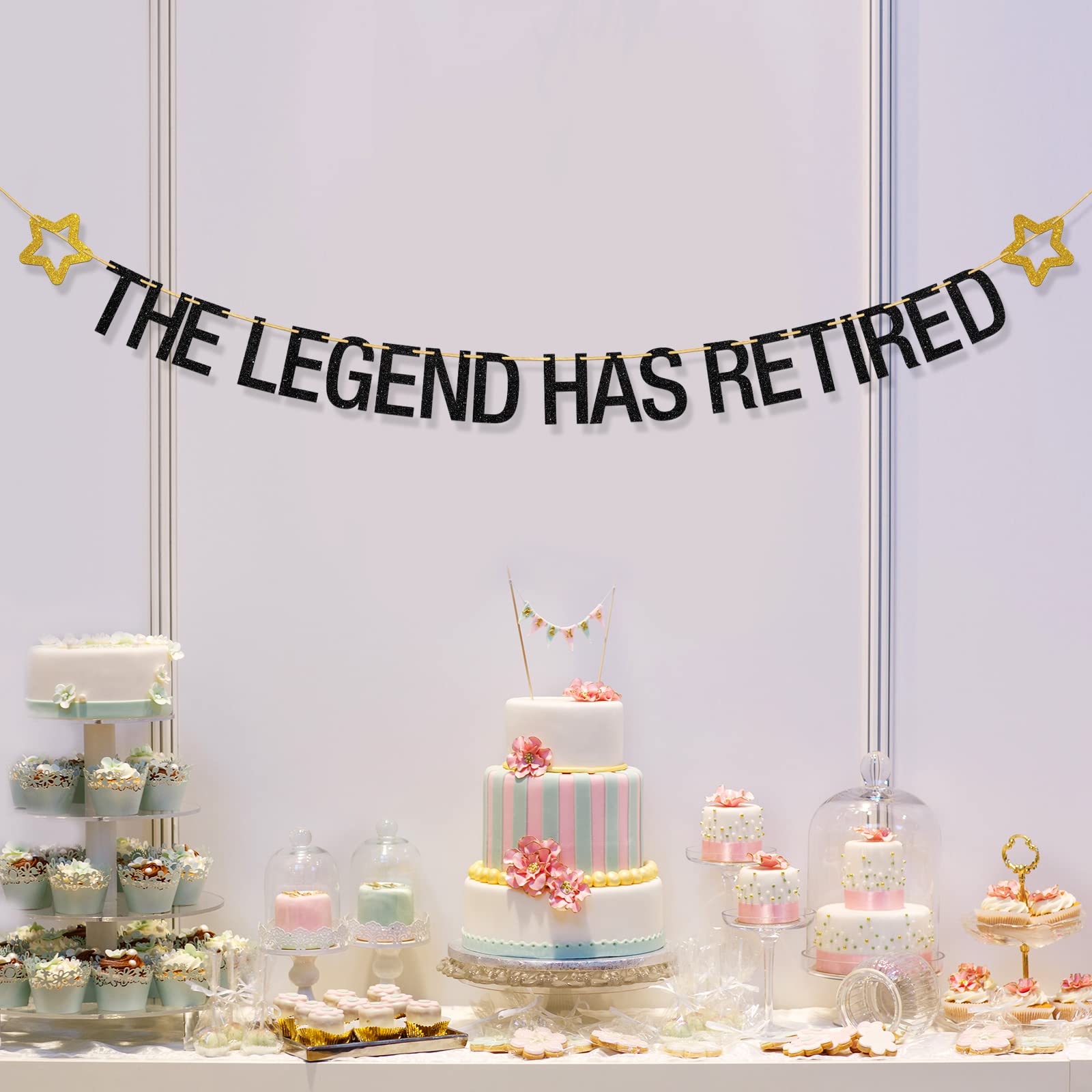 Happy Retirement Party Banner - 11.7ft Glitter The Legend Has Retired Decoration for Welcome Back Celebrations, Time to Relax Theme - Perfect for Retirement Parties, Office Farewells & Milestone Celebrations