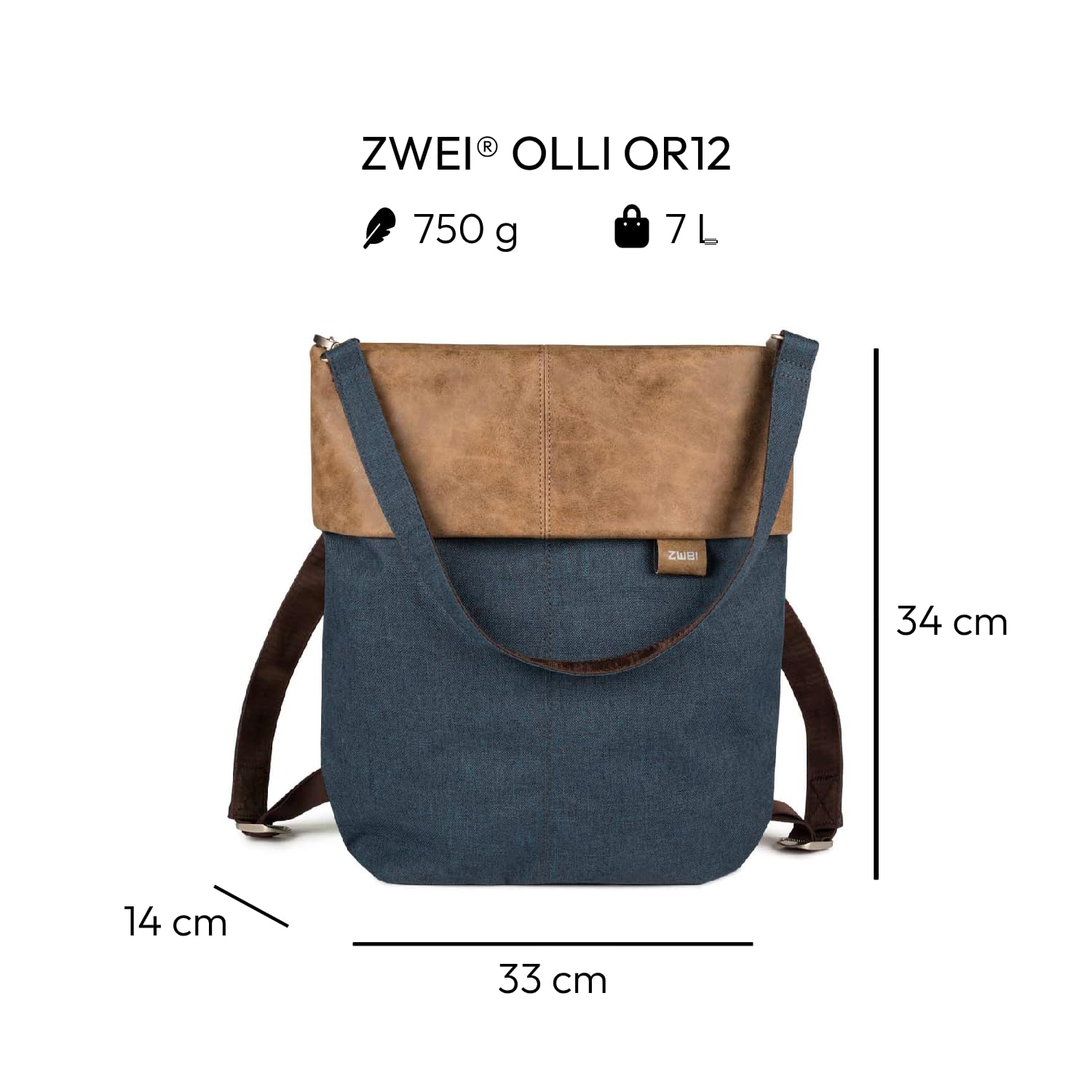 Stylish Women's Crossbody Bag - Blue Leather Shoulder Purse (34cm) for Everyday Use, Travel & Shopping