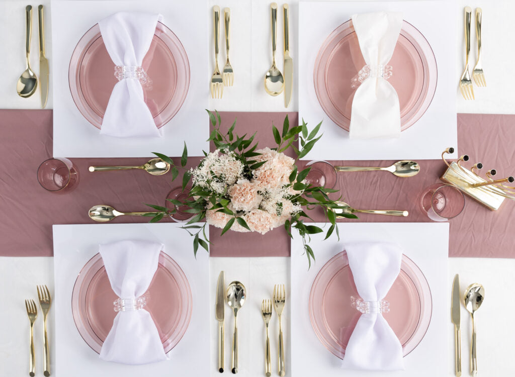 10 Pack Clear Rose Round Plastic Plates - Shatterproof Disposable Dinner Plates for Parties, Weddings, Picnics & Outdoor Events