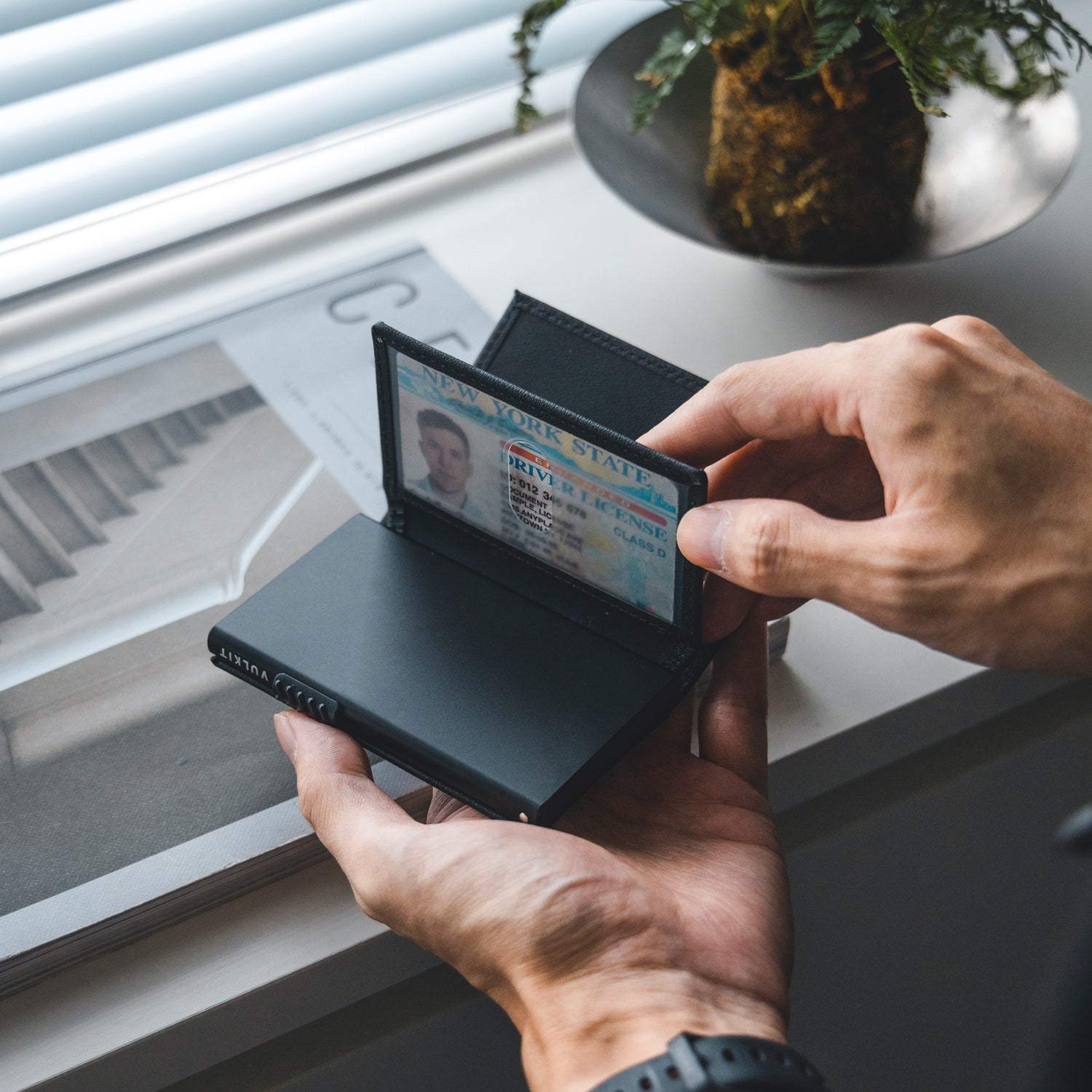 Genuine Leather Slim Pop-up Wallet for Men - Double ID Windows, Holds 12 Cards | RFID Blocking, Minimalist Design | Perfect for Travel, Business & Everyday Carry