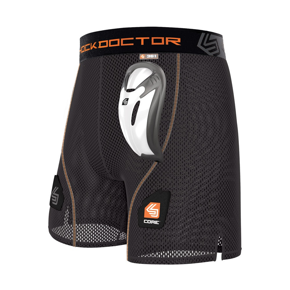 Shock Doctor Core Loose Adult Hockey Shorts with BioFlex Cup - Protective Hockey Underwear for Men - Perfect for Ice Hockey, Field Hockey & Sports Training