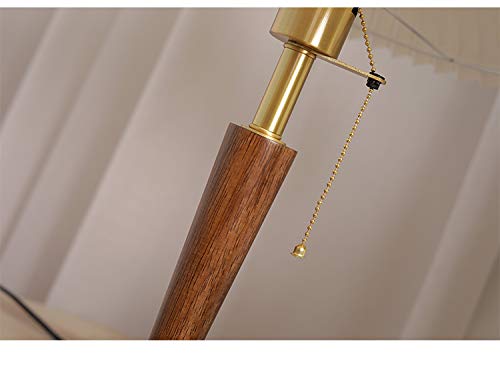 Nordic Brass Bedside Table Lamp - Solid Wood Base, European-Style Retro Design with Japanese Pleated Shade for Bedroom, Living Room, Dining Room & Hallway - Perfect for Cozy Nights and Elegant Home Decor