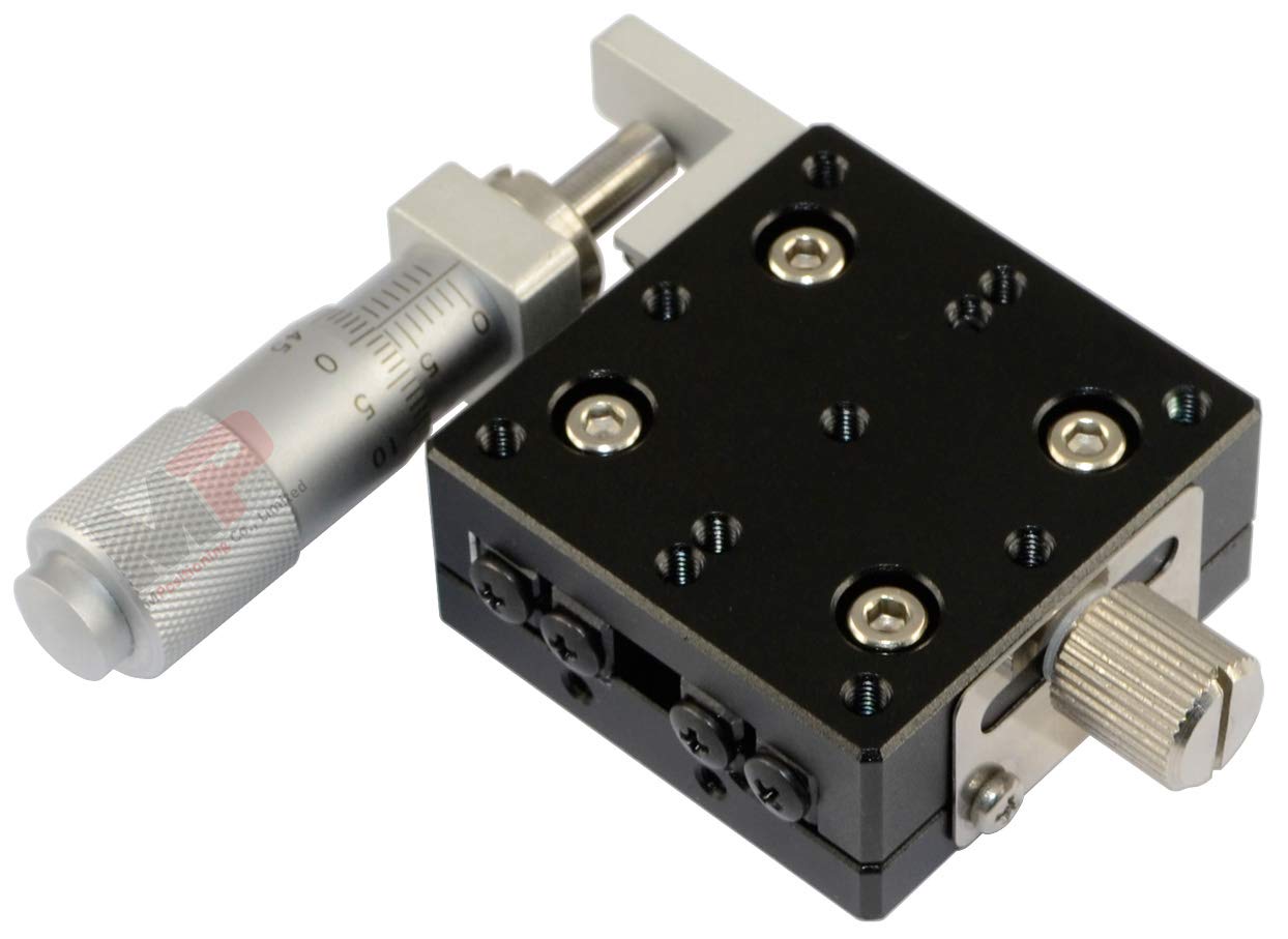 Precision Manual Linear Translation Stage - 40x40mm Platform, 13mm Travel with Left Micrometer | High-Accuracy Positioning for Microscopy, Laser Alignment & Optical Experiments