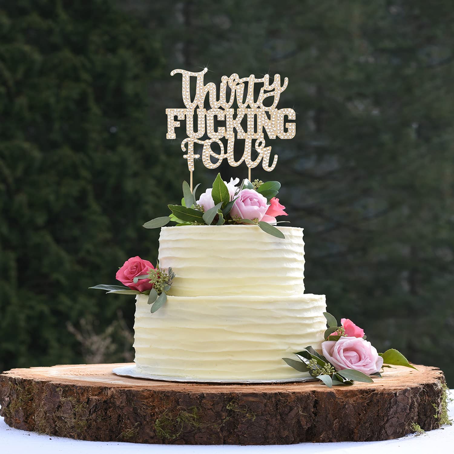 Funny Gold Rhinestone Cake Topper for 34th Birthday - Cheers to 34 Years Party Decor, Cake Centerpiece & Gift Sign | Perfect for Birthday Celebrations, Anniversaries & Special Occasions