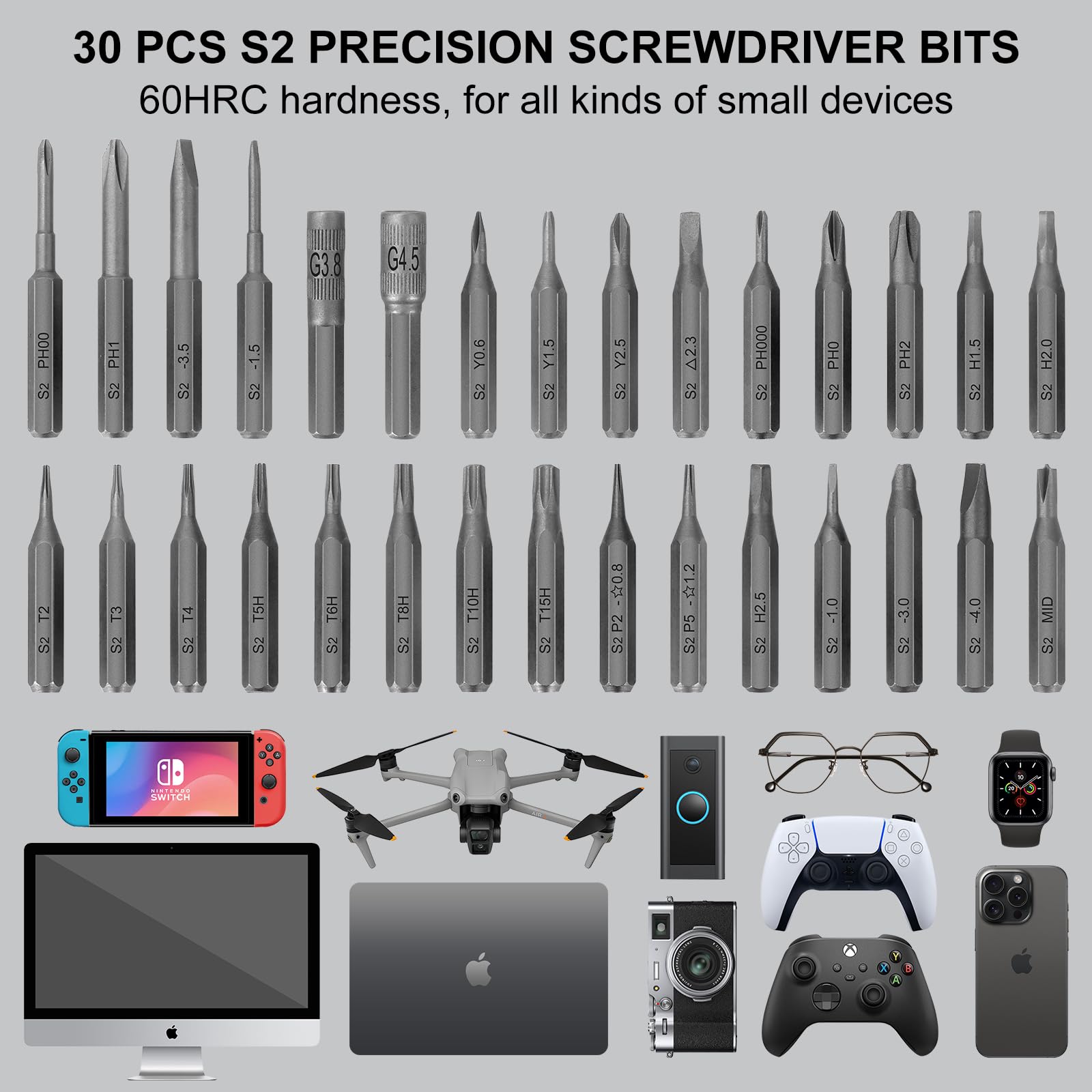 STREBITO 32-in-1 Precision Screwdriver Set with Torx T5 T6 T8 Y00 P5 PH00 Bits - Mini Repair Tool Kit for Electronics, Phones, Laptops, Watches, Glasses, Game Consoles (PS5/PS4), Smart Home Devices - Perfect for DIY Repairs, Tech Maintenance & Small Device Fixes