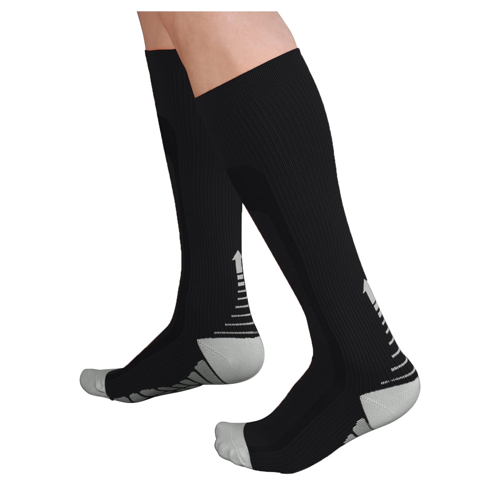 Unisex Compression Running Socks - Breathable Athletic Socks for Men & Women - Fashion Stripe Design for Cycling, Jogging & Outdoor Activities - Mid Calf Sports Socks for Workout & Daily Wear