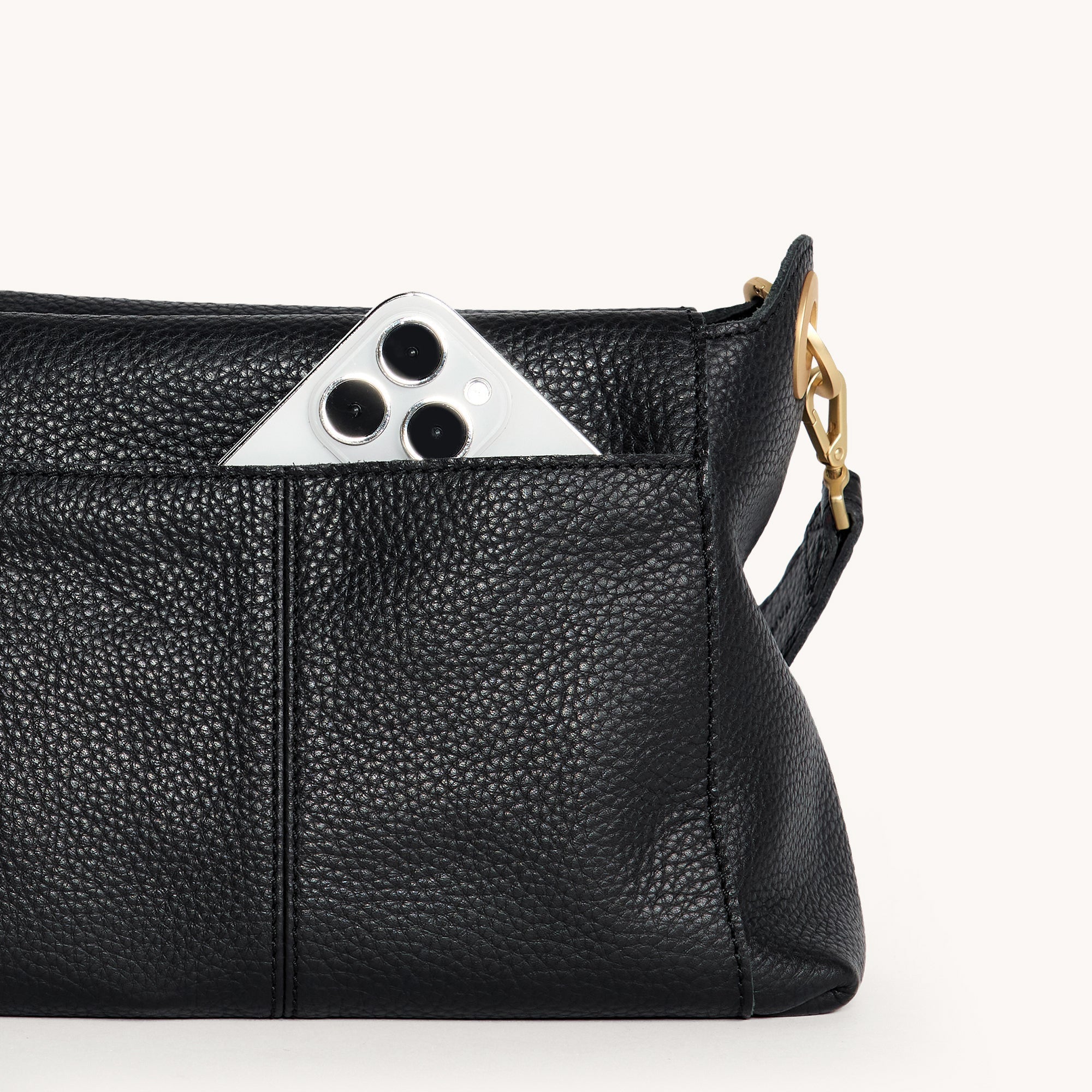 Bryant Black & Brushed Gold Red Zip Medium Crossbody Bag - Stylish & Functional for Work, Travel & Everyday Use