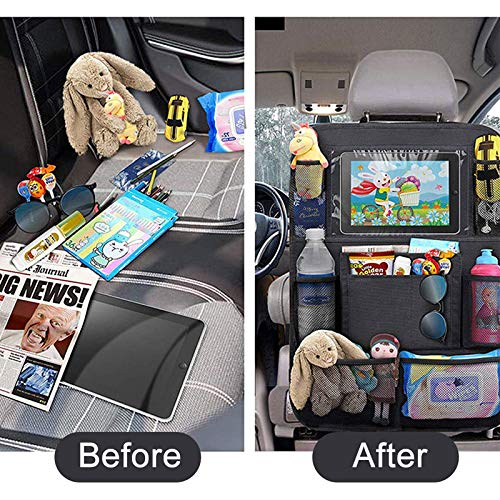2 Pack Car Back Seat Organizer for Kids - Waterproof Auto Storage Organizer with Pockets, Child Seat Protector & Interior Accessories | Perfect for Road Trips, School Commute & Family Travel