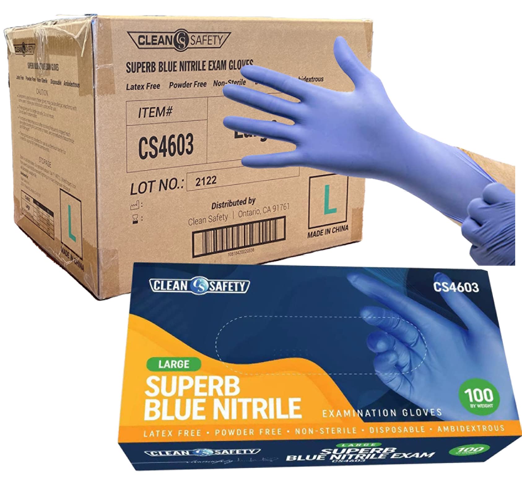 Premium Blue Nitrile Exam Gloves - 10 Boxes (1000 Gloves) | Latex-Free, Powder-Free, Disposable Safety Gloves for Medical, Dental, Tattoo, Food Service & Industrial Use