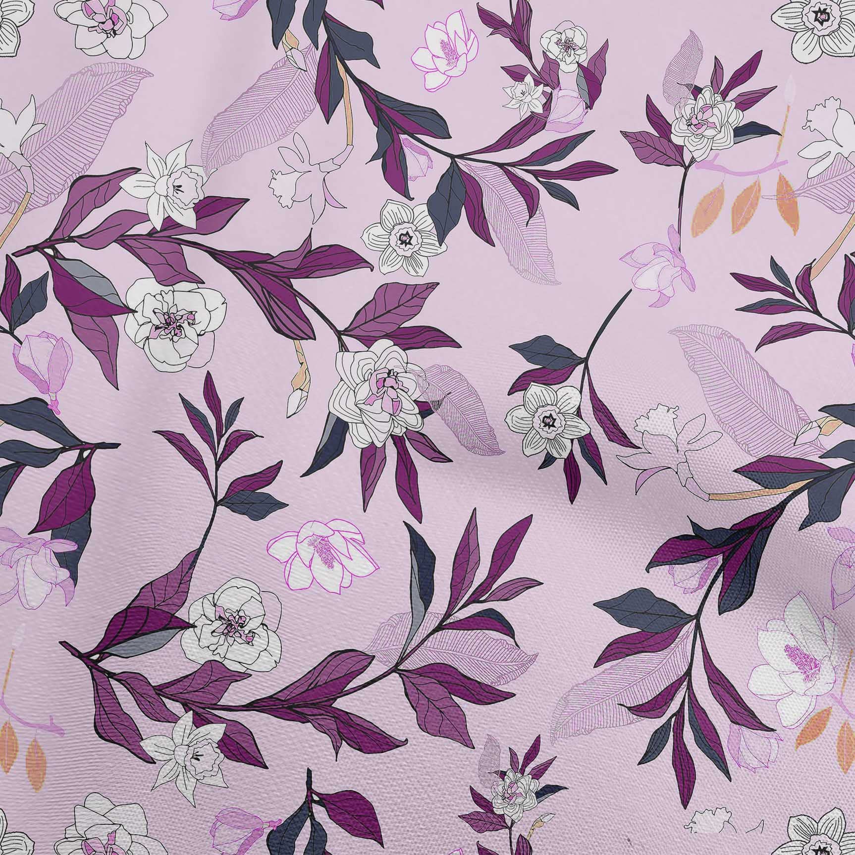 oneOone 56 Inch Wide Polyester Spandex Amethyst Floral Print Fabric by The Yard - Perfect for Dresses, Skirts, and DIY Fashion Projects