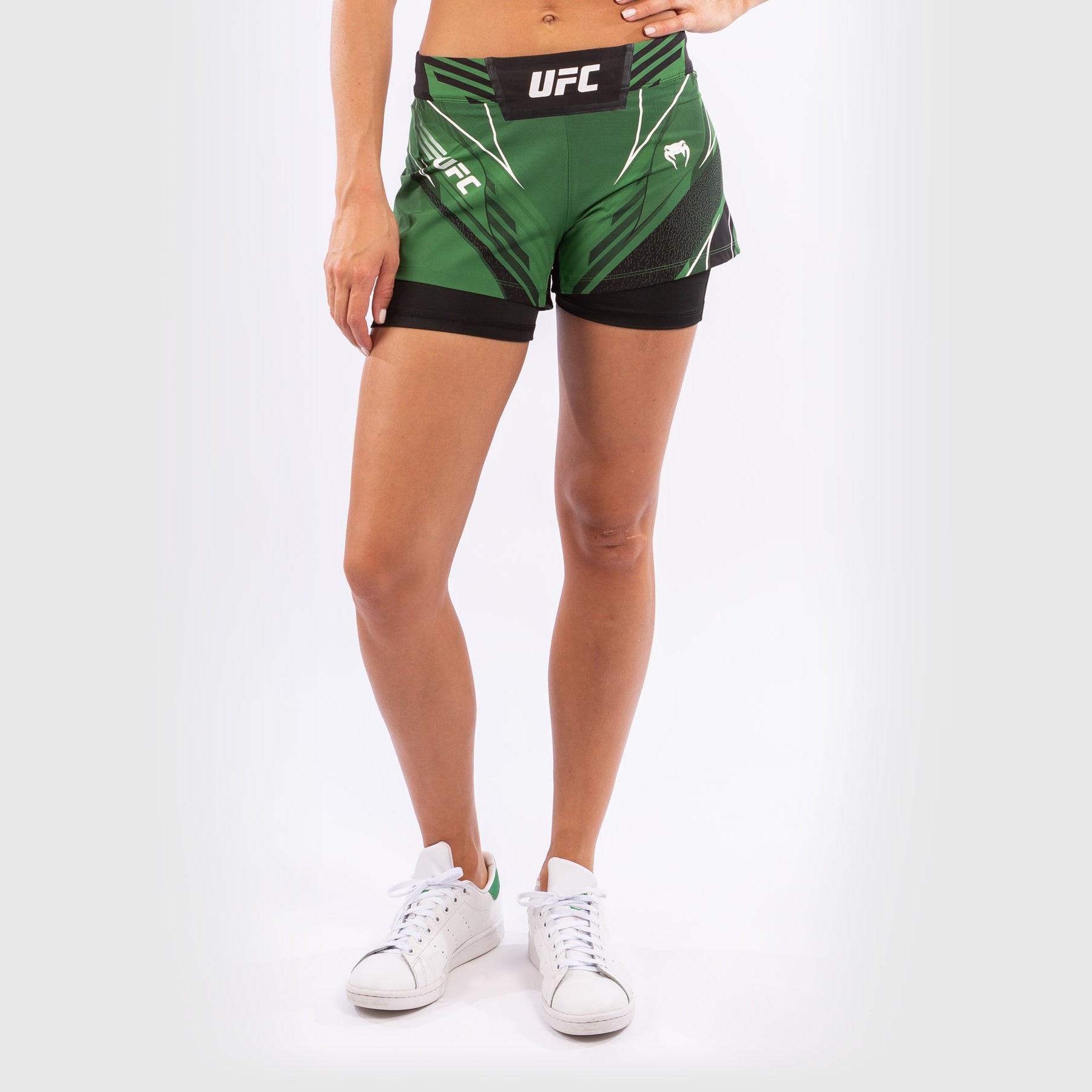 UFC Venum Authentic Fight Night Women's Shorts - Performance MMA Shorts for Training & Competition - Lightweight & Breathable Green Short Fit - Perfect for MMA, Boxing, BJJ & Fitness Workouts