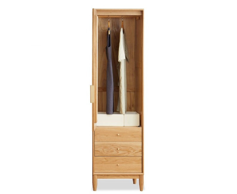 Solid Oak Wood Rattan Wardrobe - Stylish Storage for Bedroom, Living Room & Closet Organization