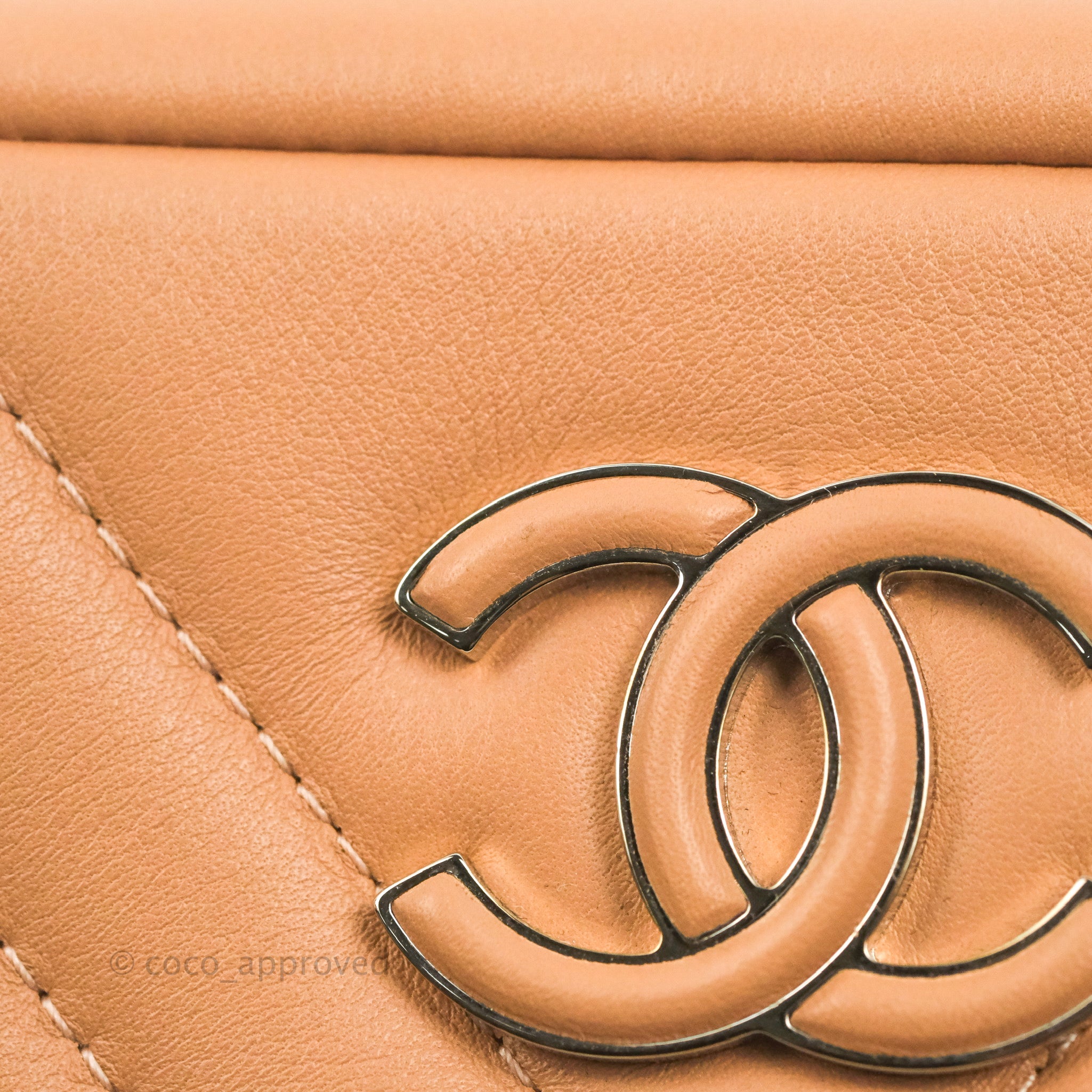 Chanel Chevron Camera Bag in Calfskin Leather - Dark Beige Crossbody Purse for Women | Perfect for Travel, Date Night & Everyday Use