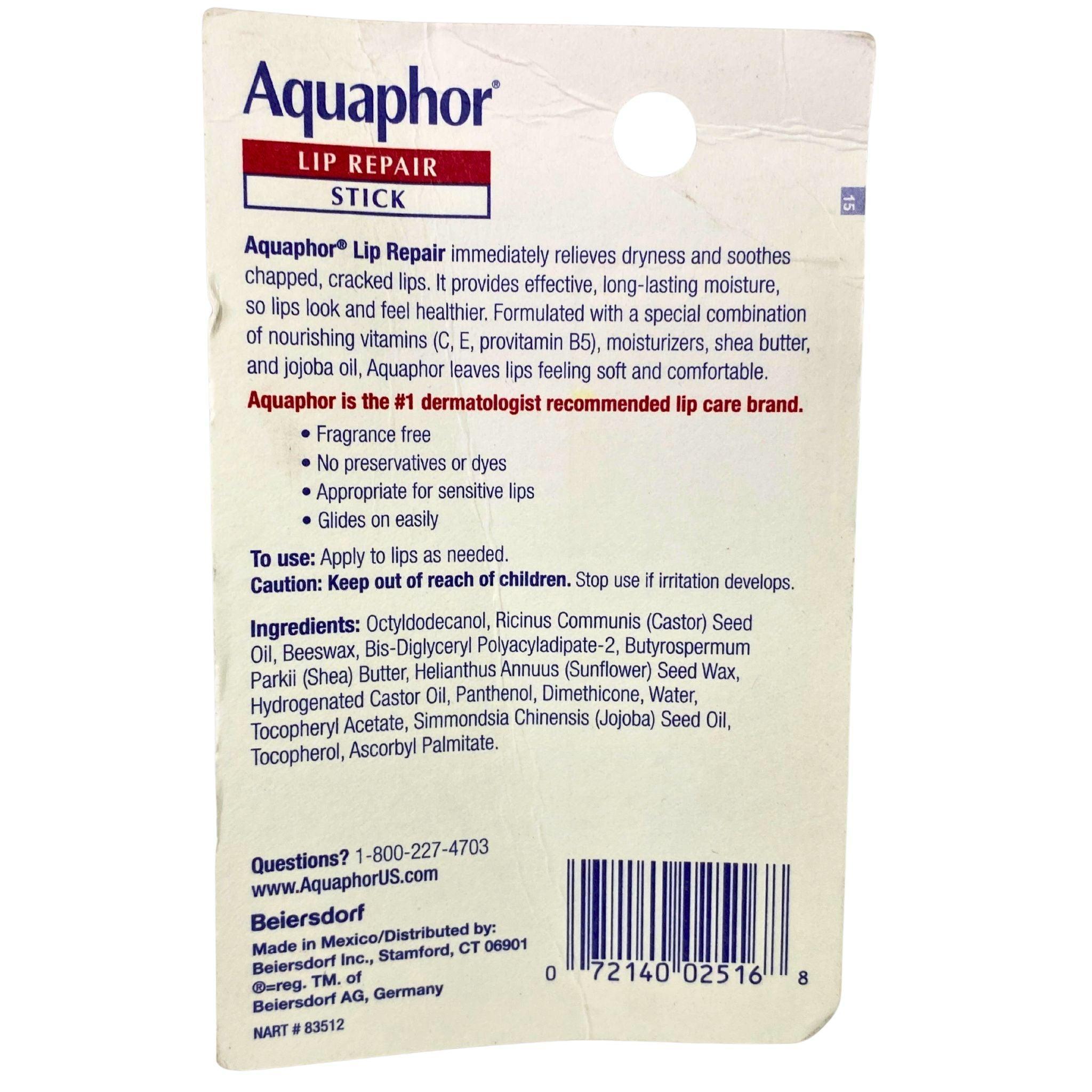 Aquaphor Lip Repair Stick - Immediate Relief for Very Dry & Chapped Lips - 17oz (48 Pack) - Perfect for Winter Care, Travel & Daily Hydration