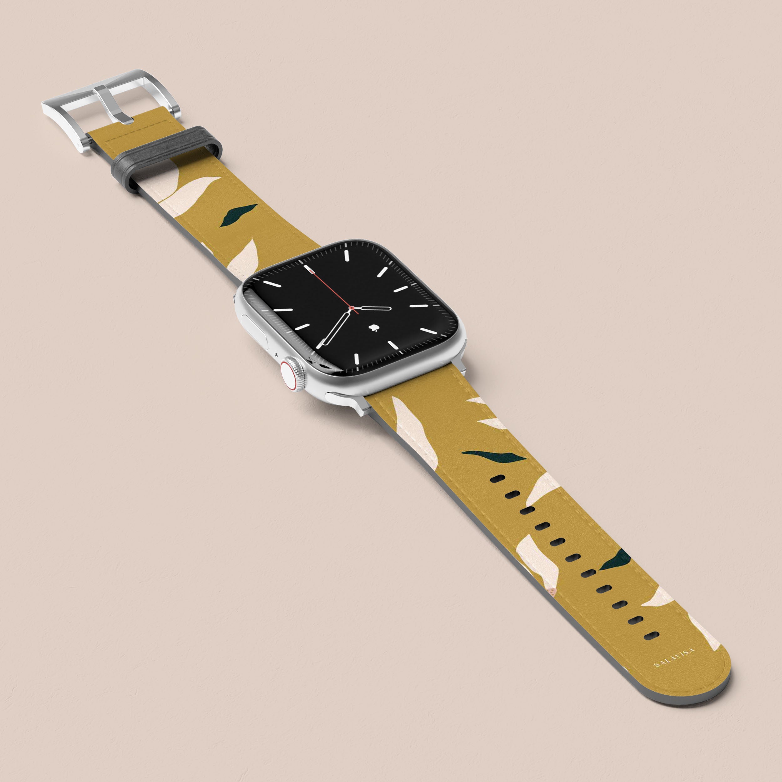 Burnt Yellow Floral Apple Watch Band - Soft Silicone Strap for Apple Watch Series 8/7/6/5/4/SE, Stylish & Comfortable for Women & Men - Perfect for Workouts, Running, Gym & Everyday Wear