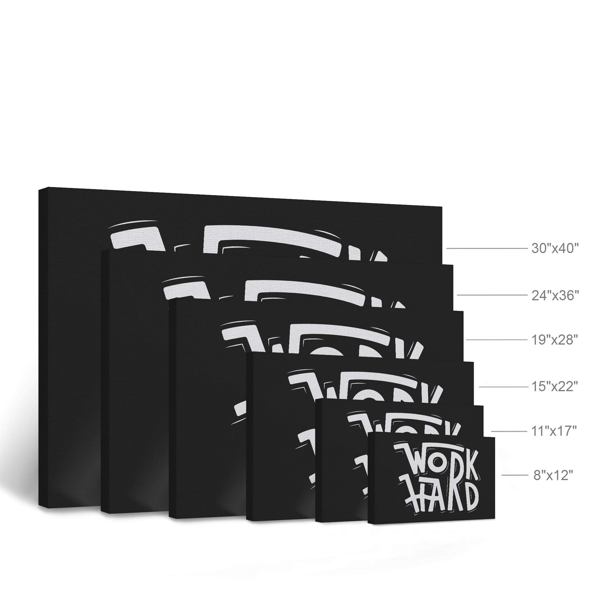 Work Hard Motivational Canvas Wall Art - Black & White Inspirational Quote Print for Office Decor, Entrepreneur Gift (30x40 Inch) | Ready to Hang Modern Home & Workplace Wall Decor