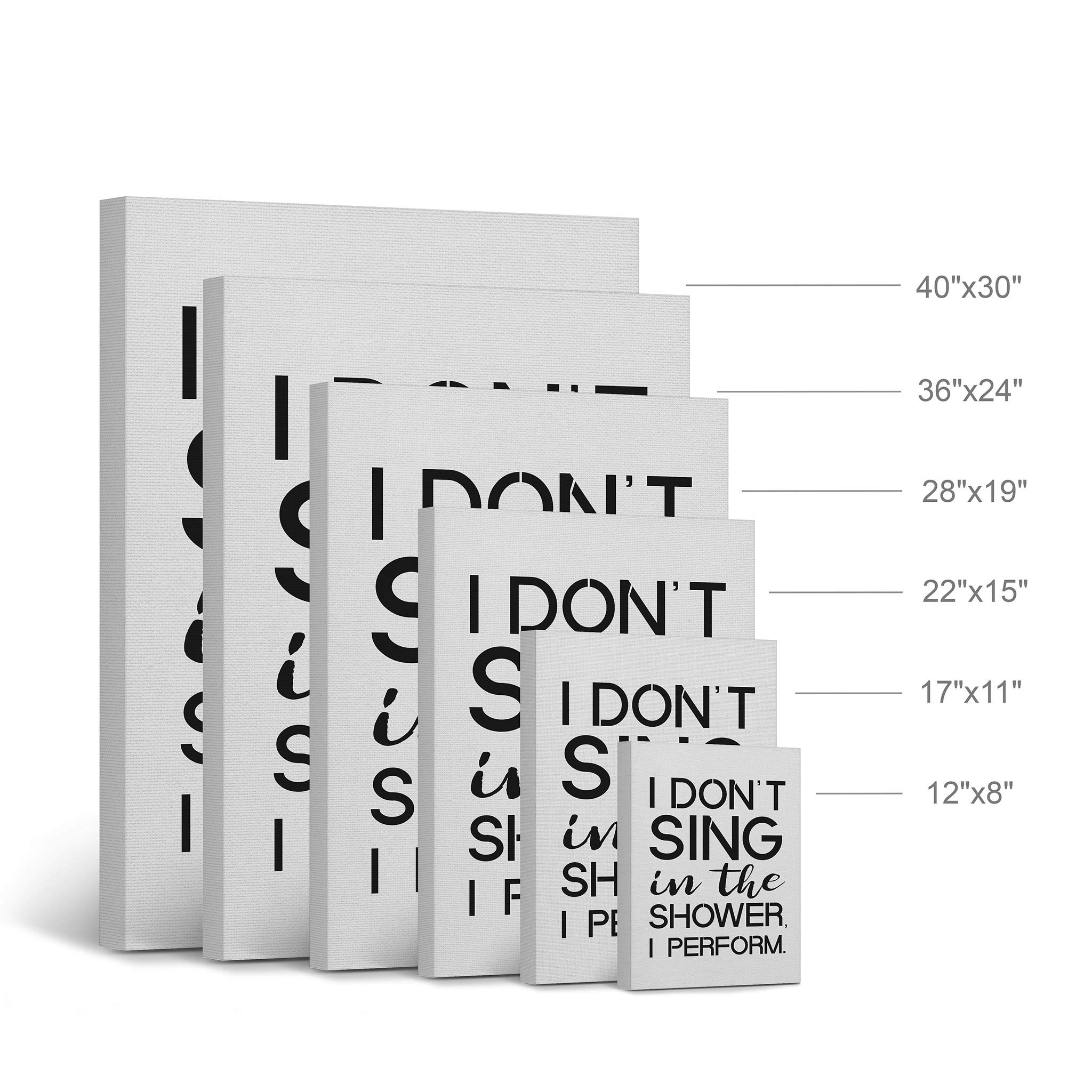 Funny Bathroom Wall Art - 'I Don't Sing in the Shower I Perform' Canvas Print - Ready to Hang 36x24 Bathroom Decor - Humorous Toilet Sign for Home Decoration - Made in USA | Perfect for Bathrooms, Powder Rooms & Gift Ideas