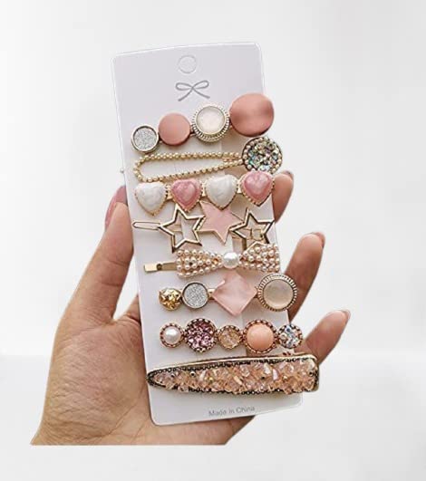 SIYAA Geometric Hollow Metal Hair Clips for Women - Korean Pearl Barrettes & Hairpins - Perfect for Weddings, Parties and Everyday Styling