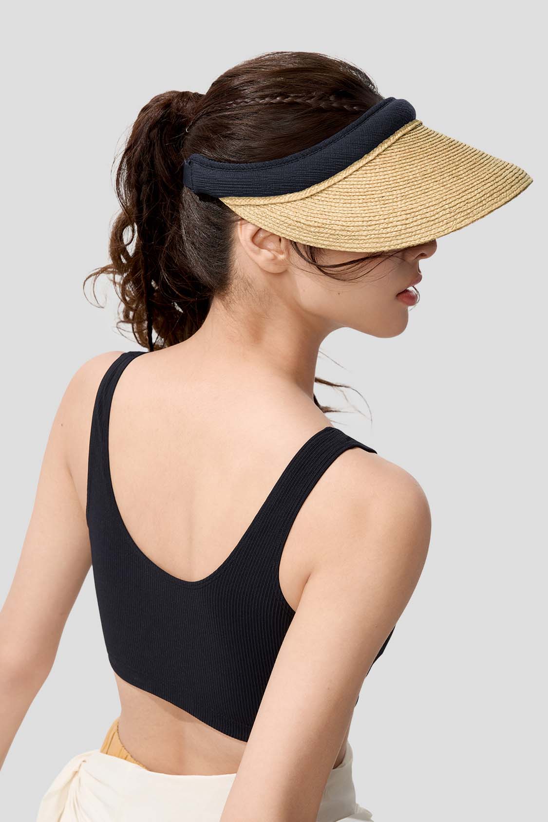 Aero Women's Open Top Black Gel Straw Hat UPF 100+ Sun Protection - Perfect for Beach, Pool, Gardening & Outdoor Activities