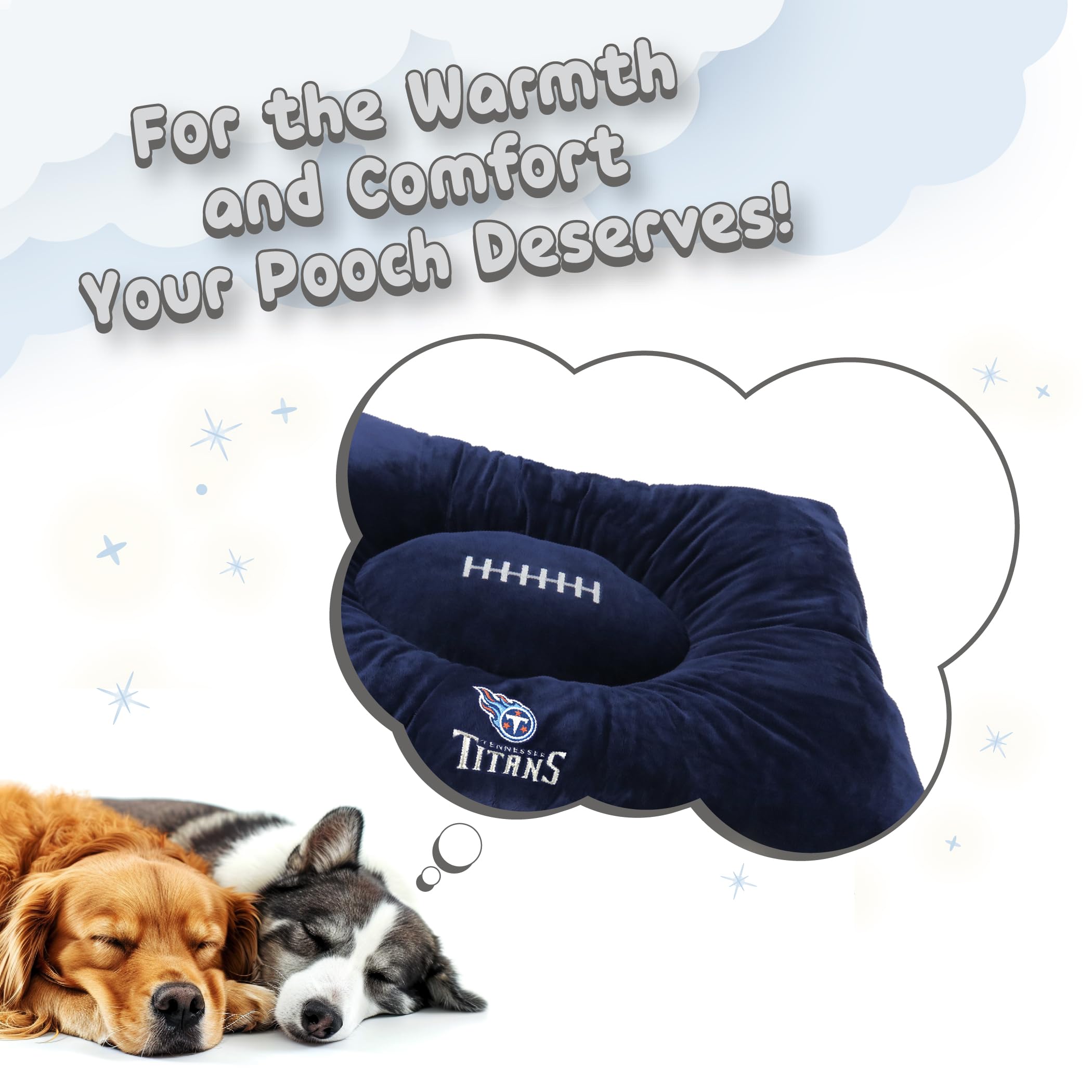 Tennessee Titans NFL Pet Bed - Soft & Cozy Plush Pillow Dog & Cat Bed for Cuddling & Warmth | Perfect for Game Day Lounging & Pet Comfort