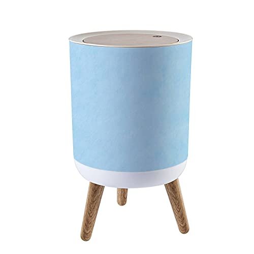 Blue Paper Texture Round Trash Can with Lid & Legs - 7L/1.8 Gallon Push-Top Dog Proof Garbage Bin for Living Room, Kitchen, Office & Bathroom Waste Disposal