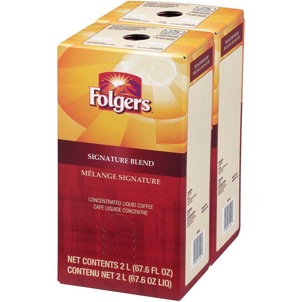 Folgers Liquid Coffee Concentrate - Signature Blend, 2 Boxes (2 Liters Total) - Premium Coffee Alternative to Douwe Egberts Gourmet Blend - Perfect for Office, Home Brewing & Quick Iced Coffee