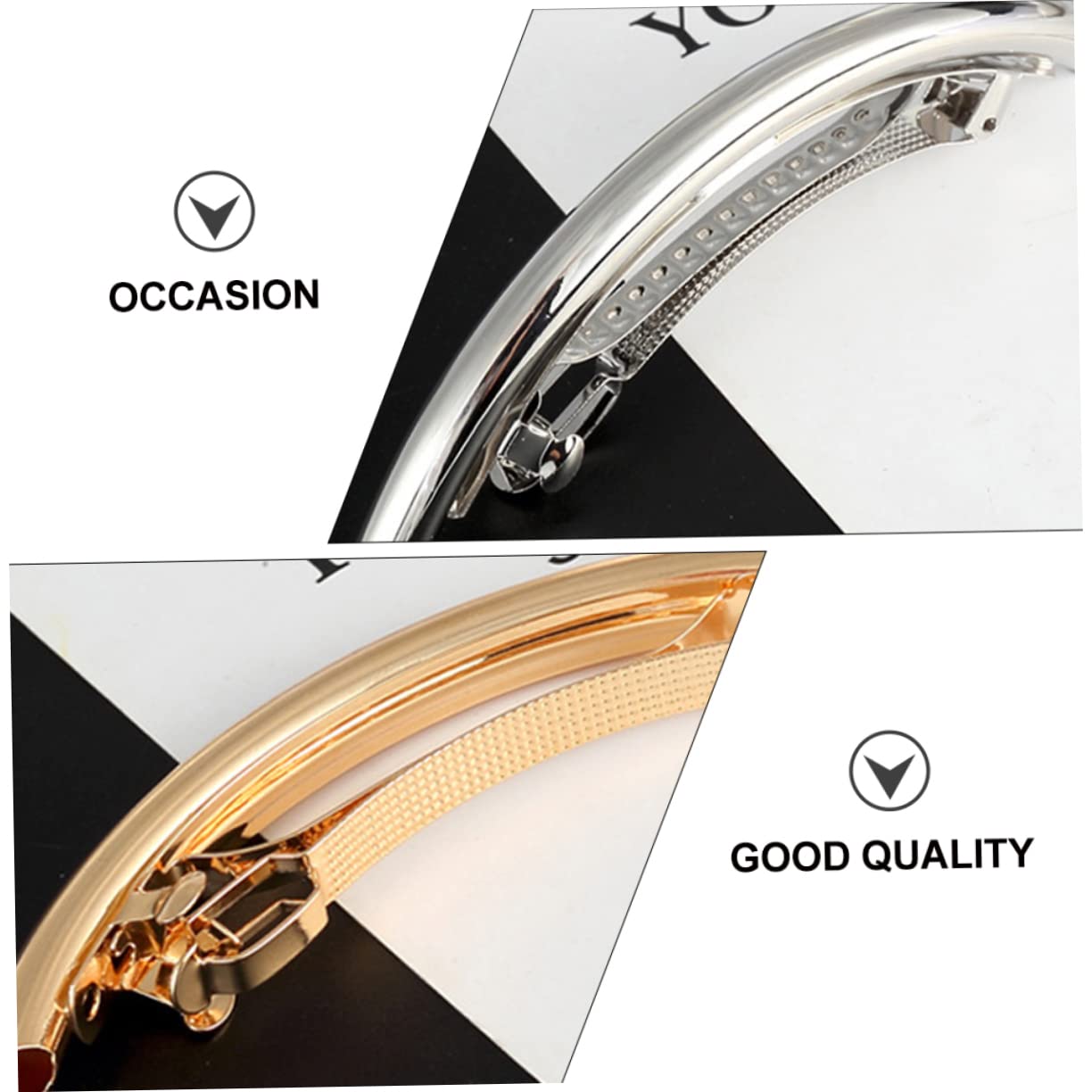 2PCS Metal Elbow Hair Clips - Automatic Banana Hair Barrettes for Women, Classic Hairpins, Non-Slip Hair Crab Clamps, Alloy Hair Jewelry Accessories for Spring & Summer Hairstyles | Perfect for Weddings, Parties & Everyday Wear